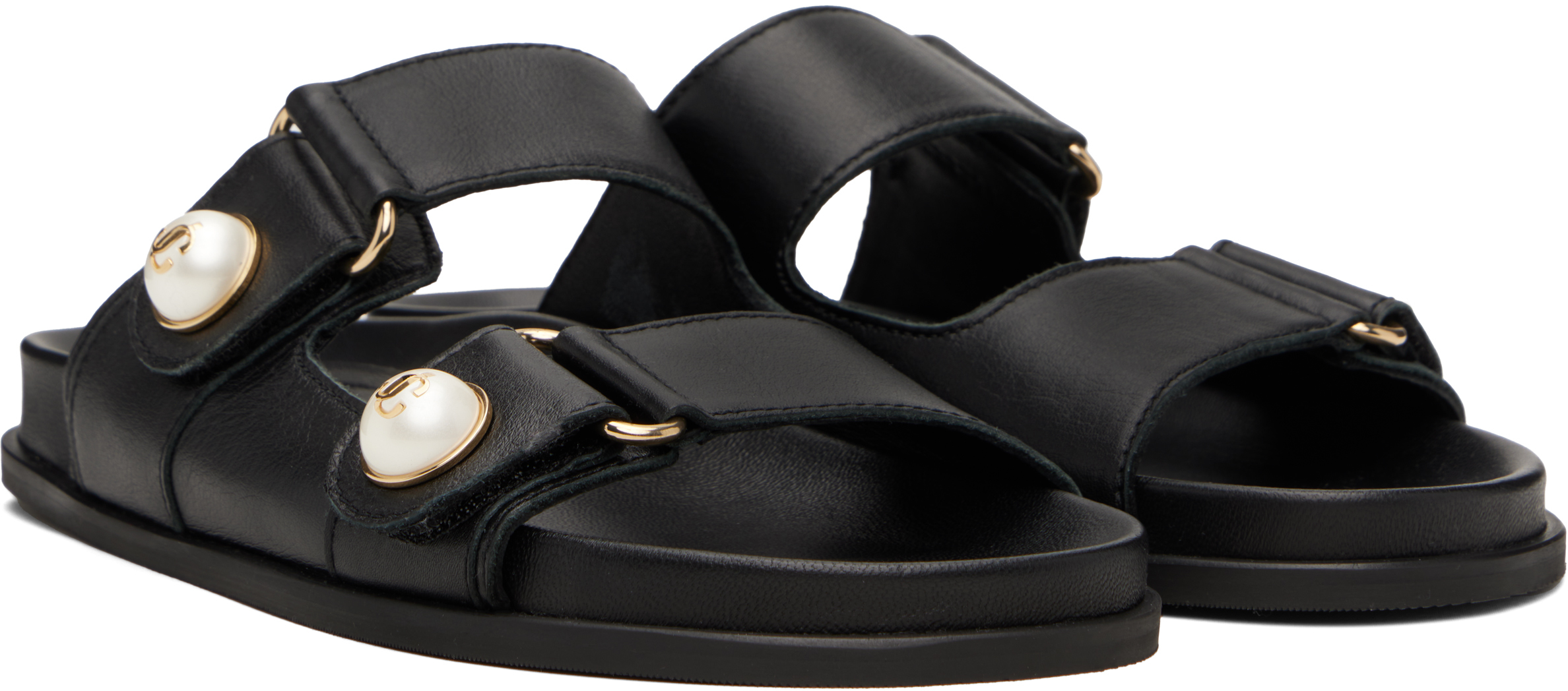 Jimmy Choo Fayence Pearl-embellished Sandals In Black