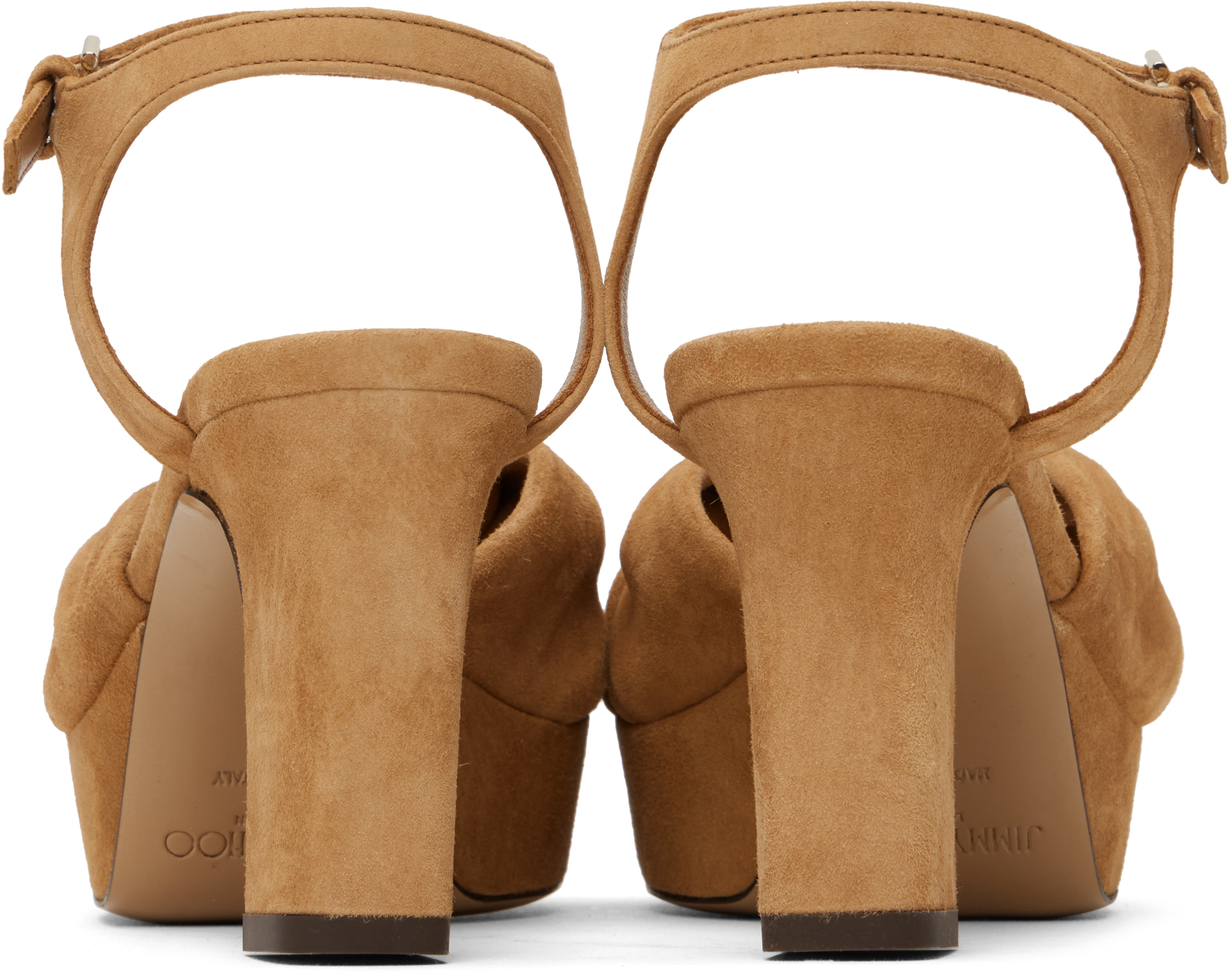 Jimmy Choo Tan Heloise 80 Heeled Sandals In Biscuit
