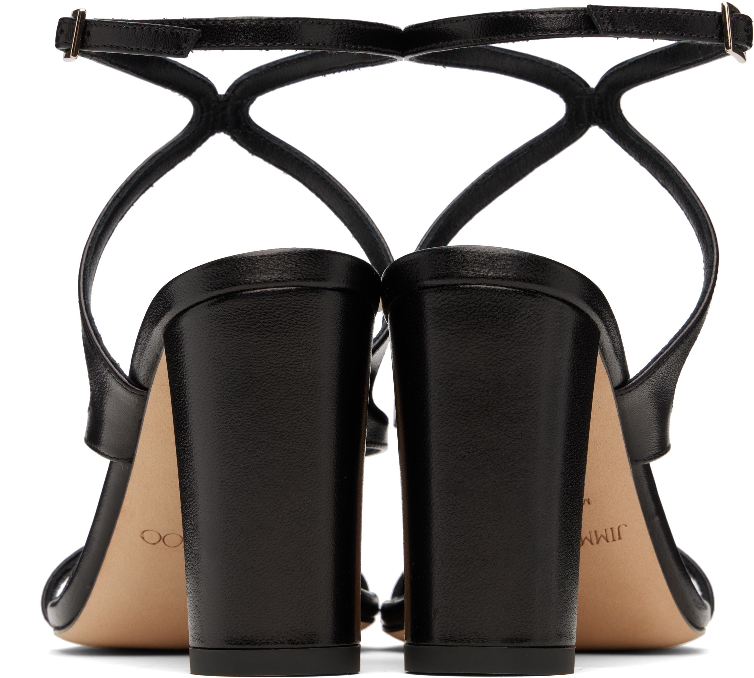 Jimmy Choo Brown Leather Azie 85 Sandals In Black