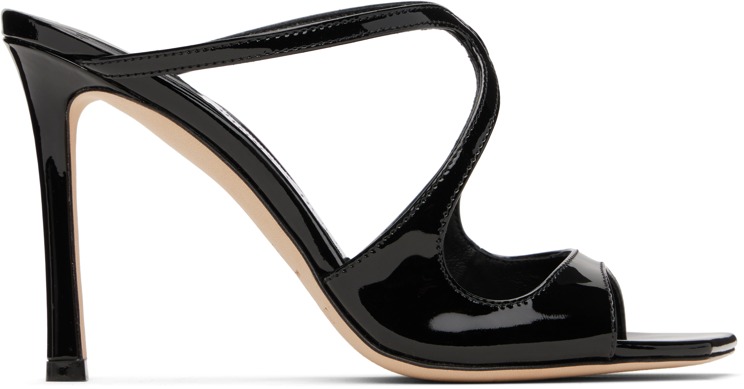 Jimmy Choo Anise 95mm Cut-out Patent Mules In Black
