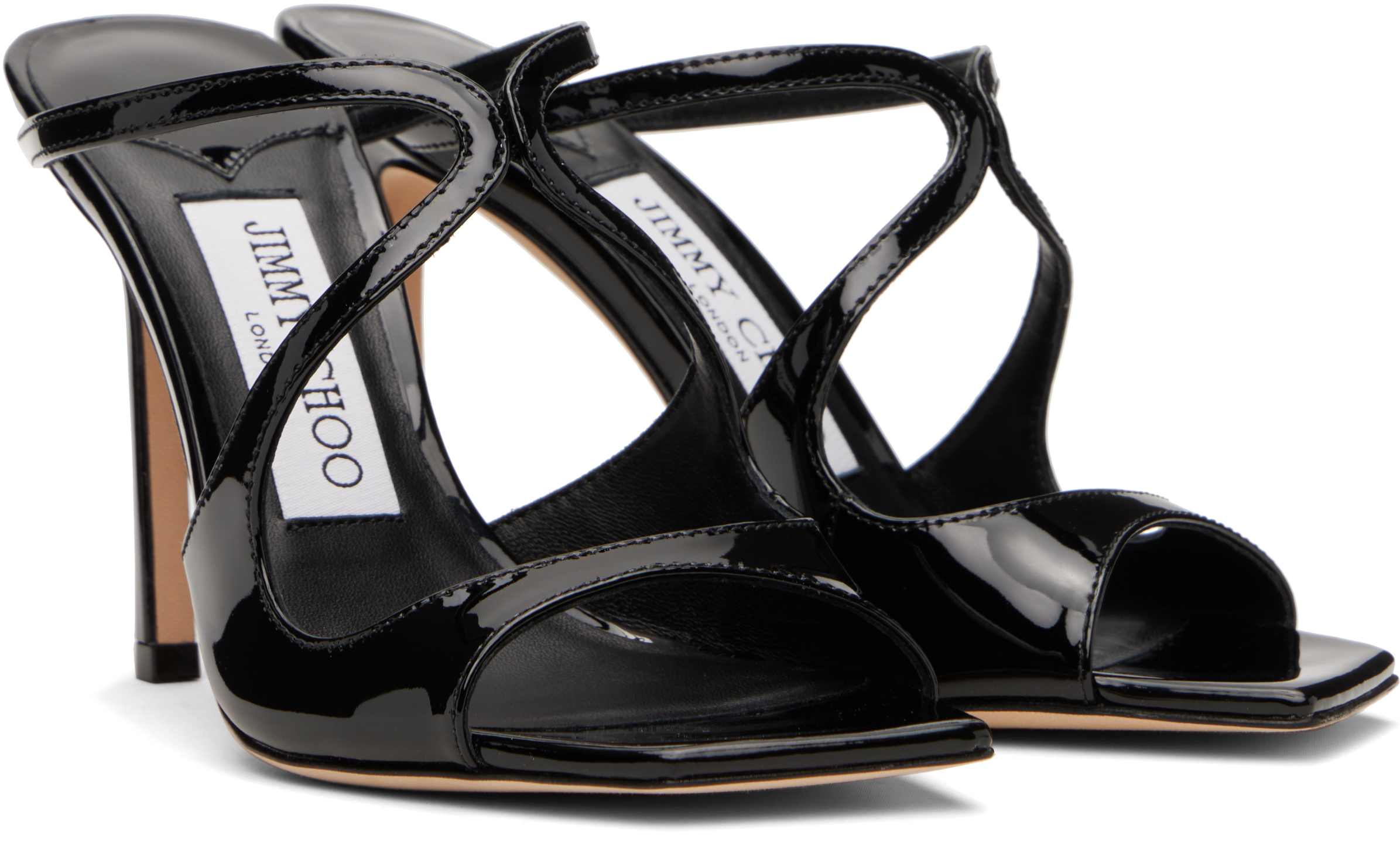 Jimmy Choo Anise 95mm Cut-out Patent Mules In Black