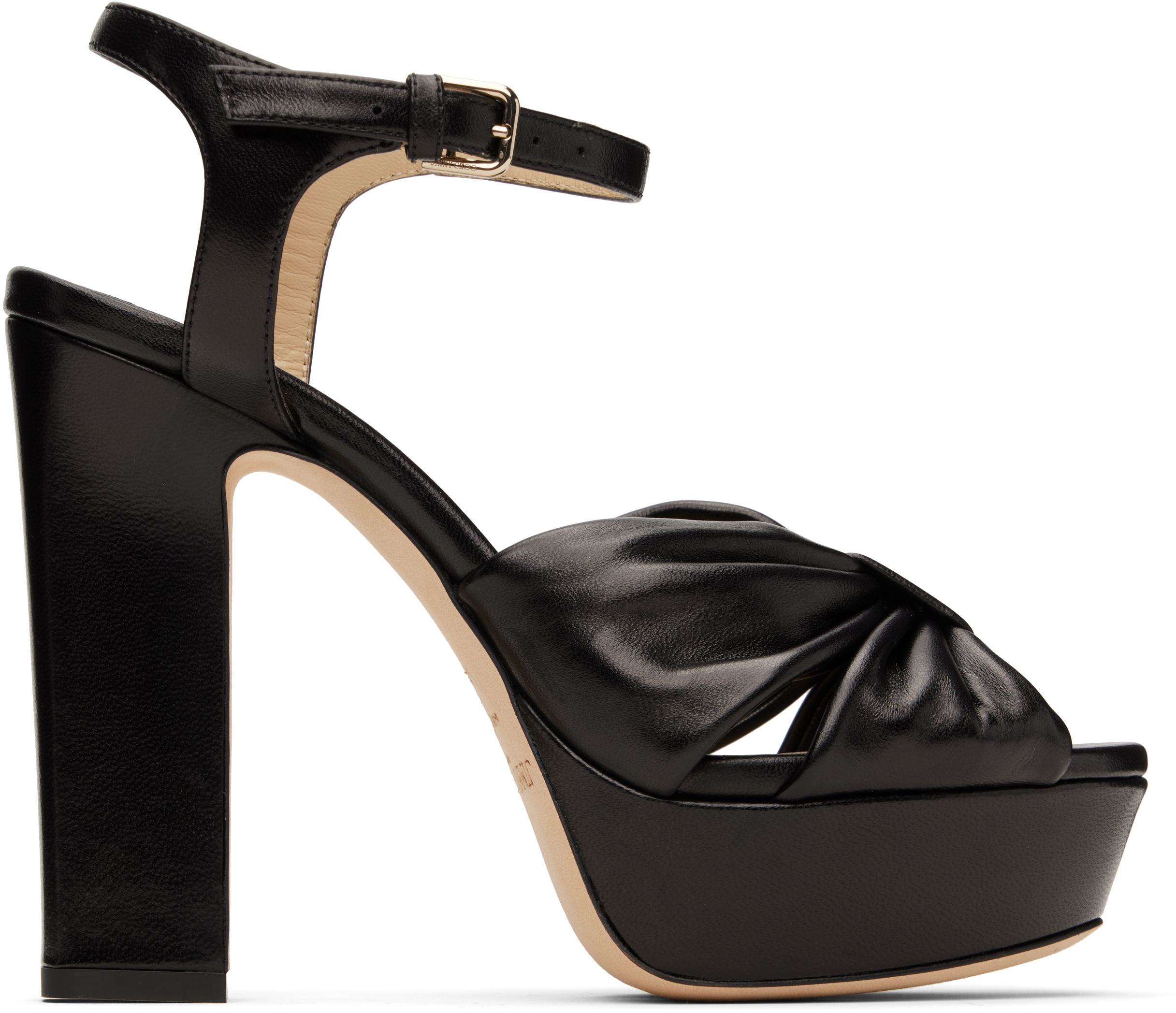 【関税込み】Jimmy Choo ブラック Heloise 120 ヒールサンダル Jimmy Choo: Black Heloise 120 Heeled Sandals | SSENSE