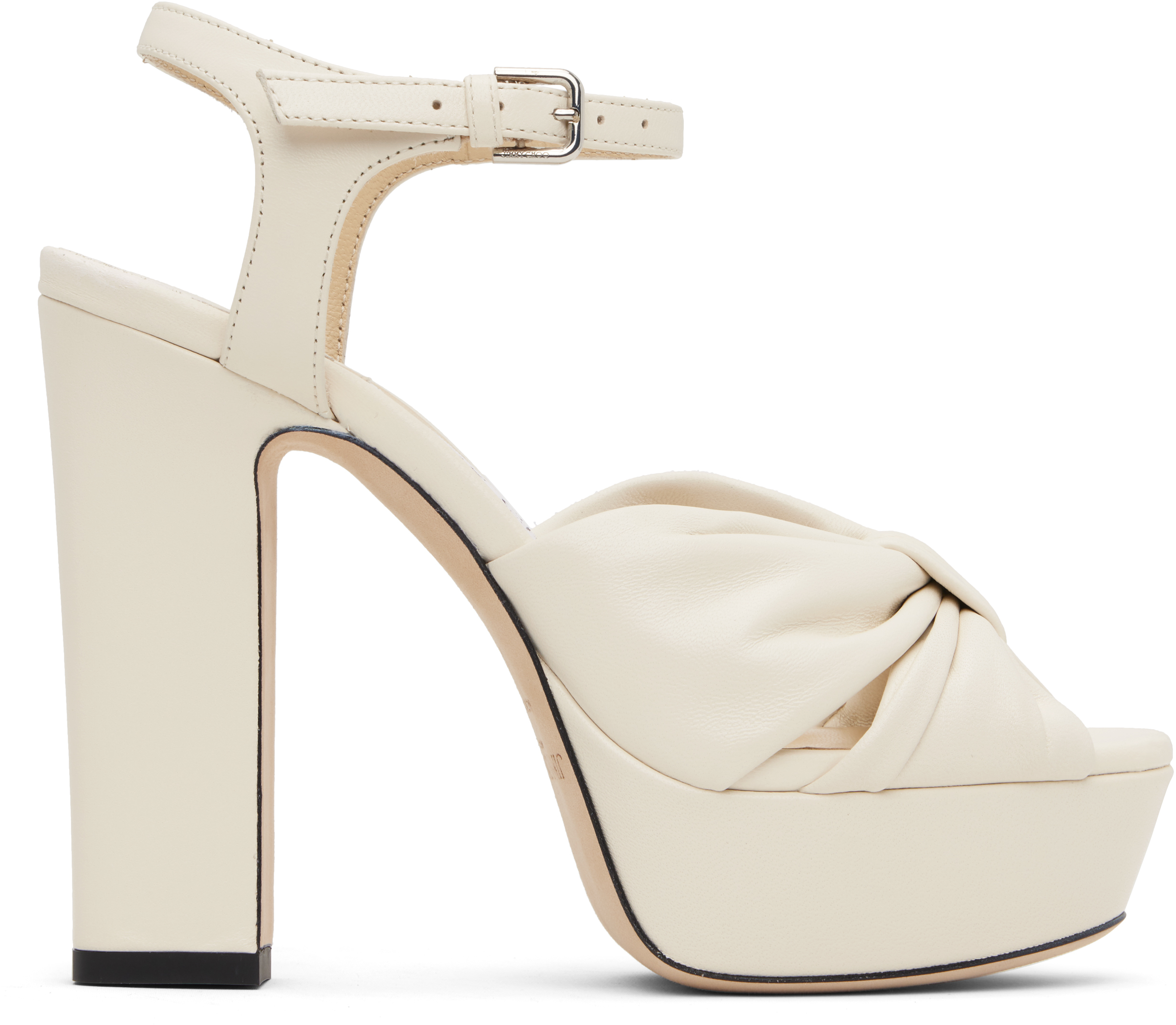 Shop Jimmy Choo Off-white Heloise 120 Heeled Sandals In Latte