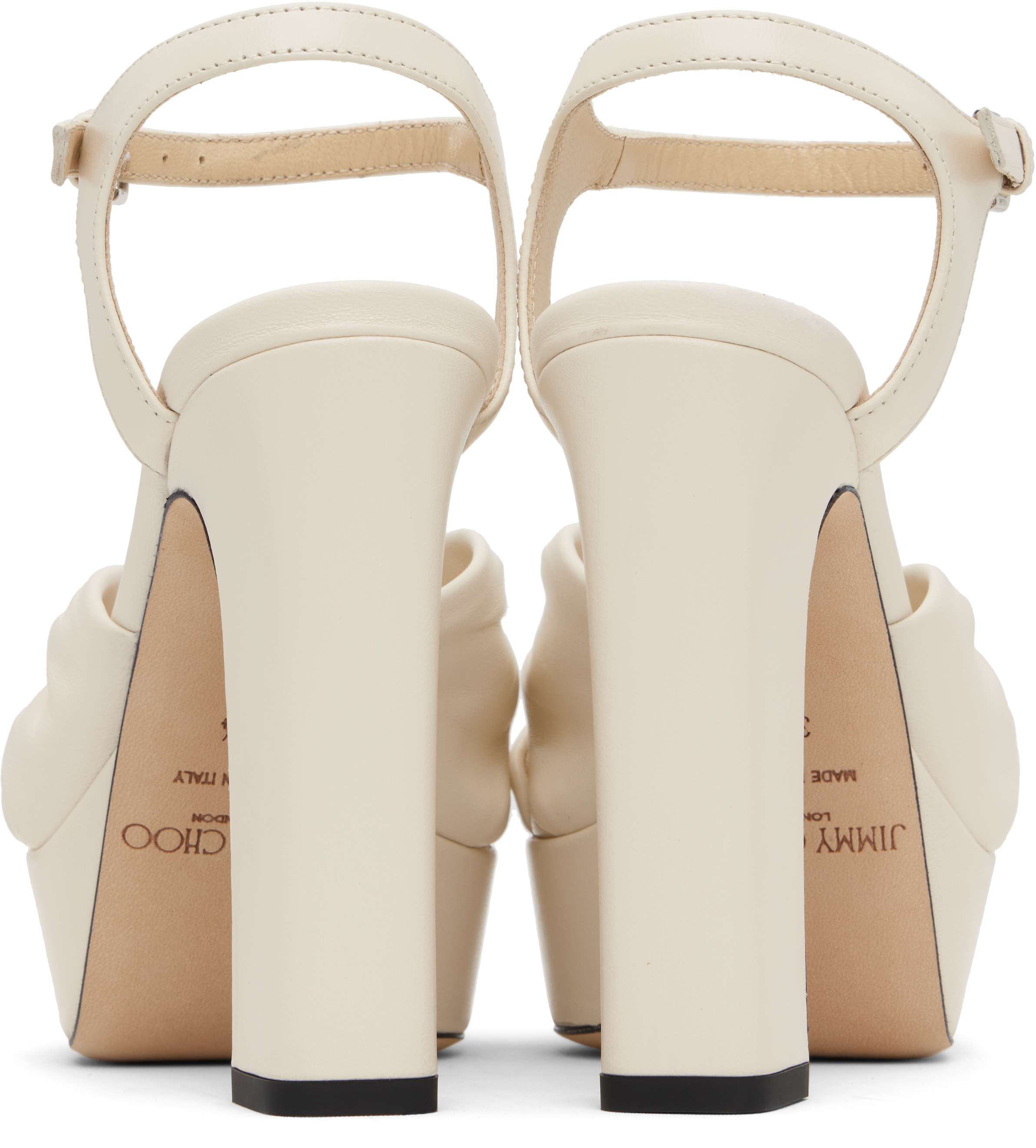 Shop Jimmy Choo Off-white Heloise 120 Heeled Sandals In Latte