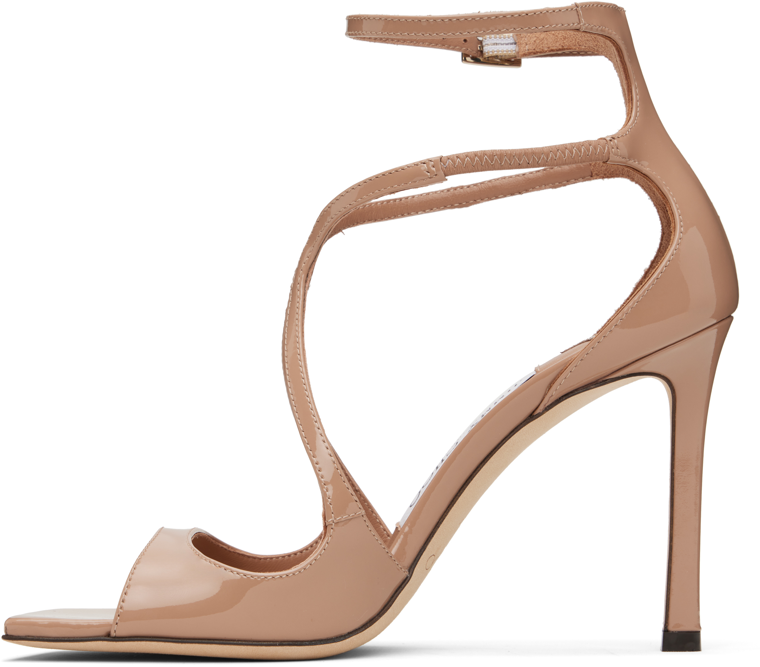 Jimmy Choo Patent Leather Azia 95 Sandals In Ballet Pink
