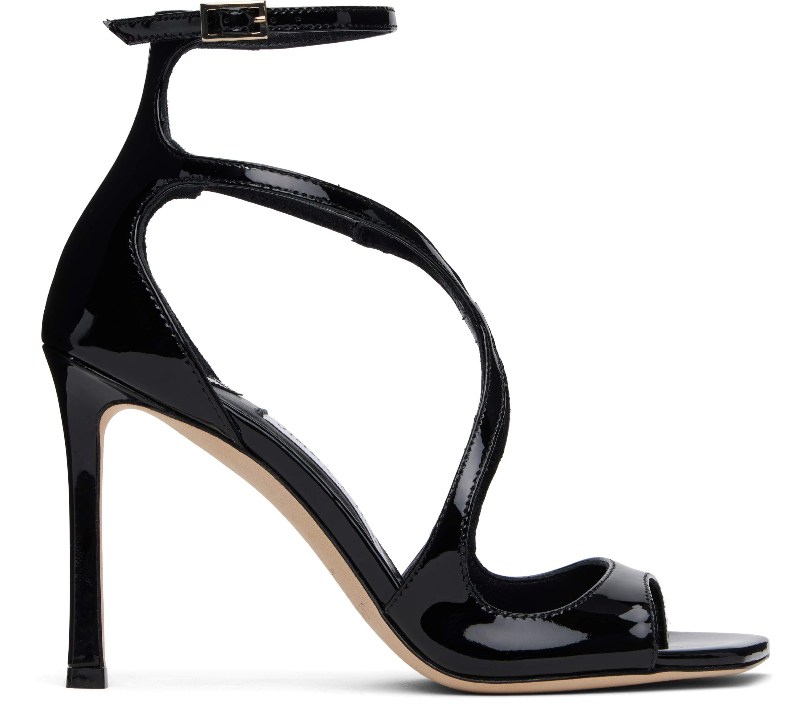 Jimmy Choo Womens Black Azia 110 Strappy Patent Leather Sandals In Black