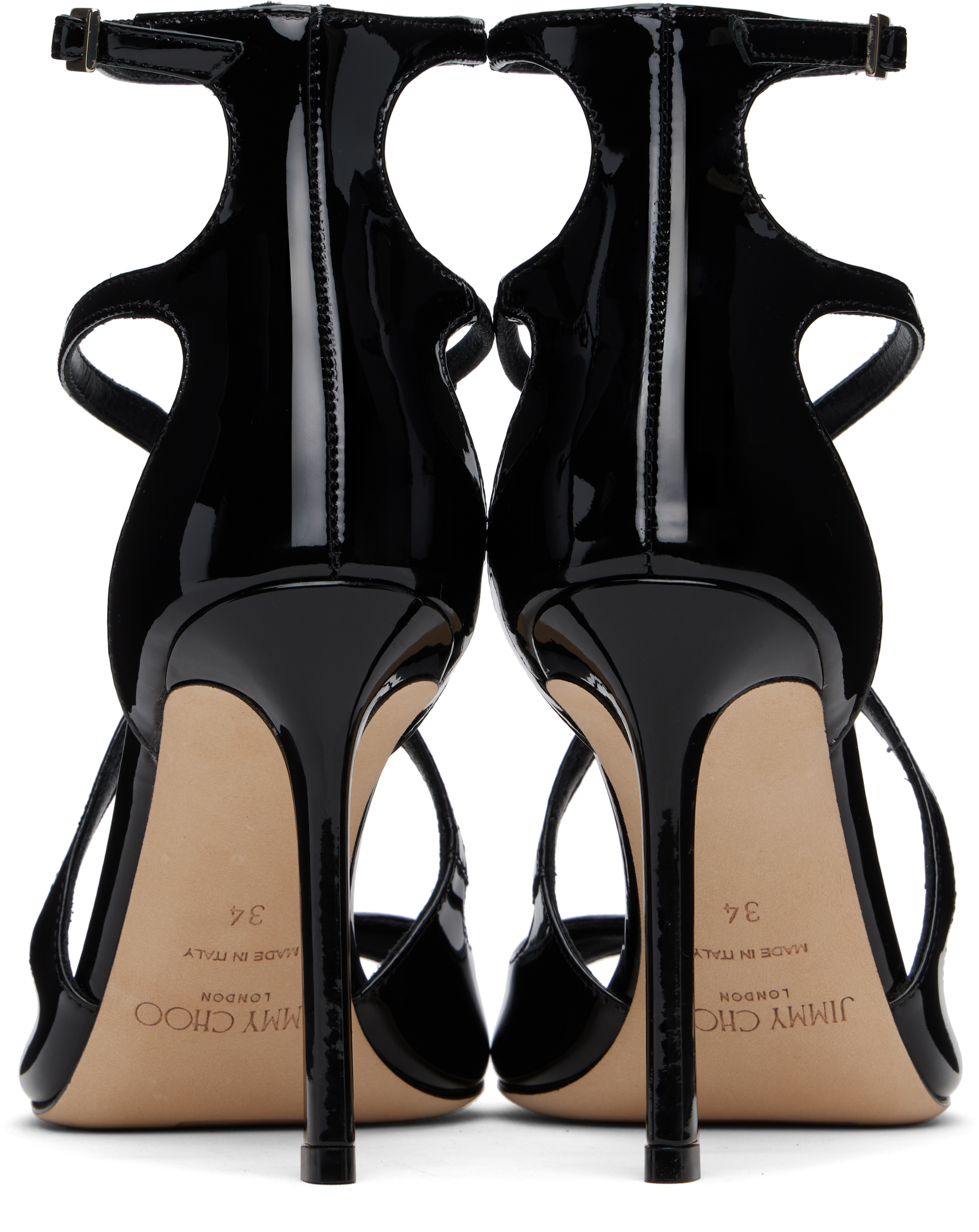 Jimmy Choo Womens Black Azia 110 Strappy Patent Leather Sandals In Black