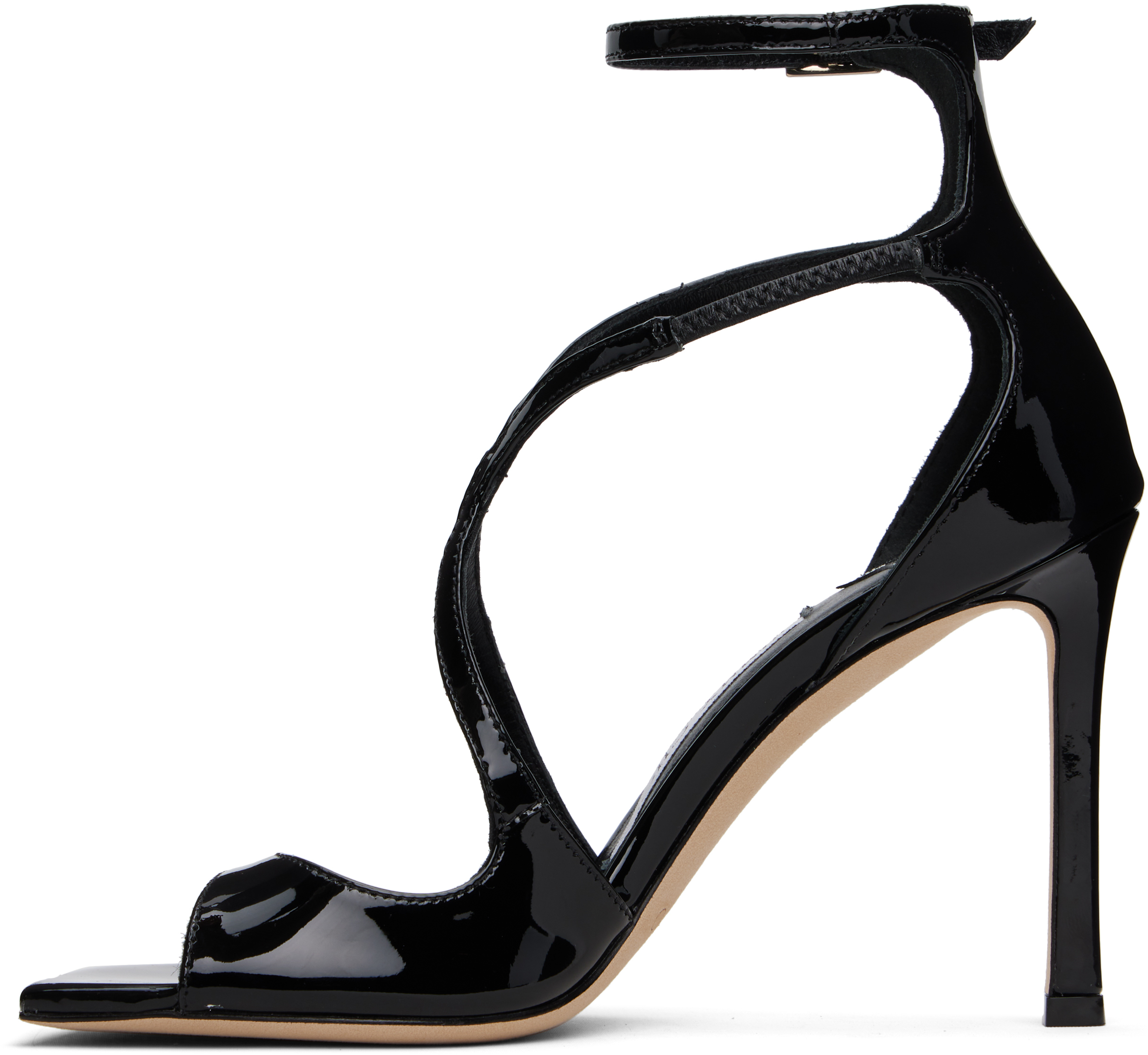 Jimmy Choo Womens Black Azia 110 Strappy Patent Leather Sandals In Black