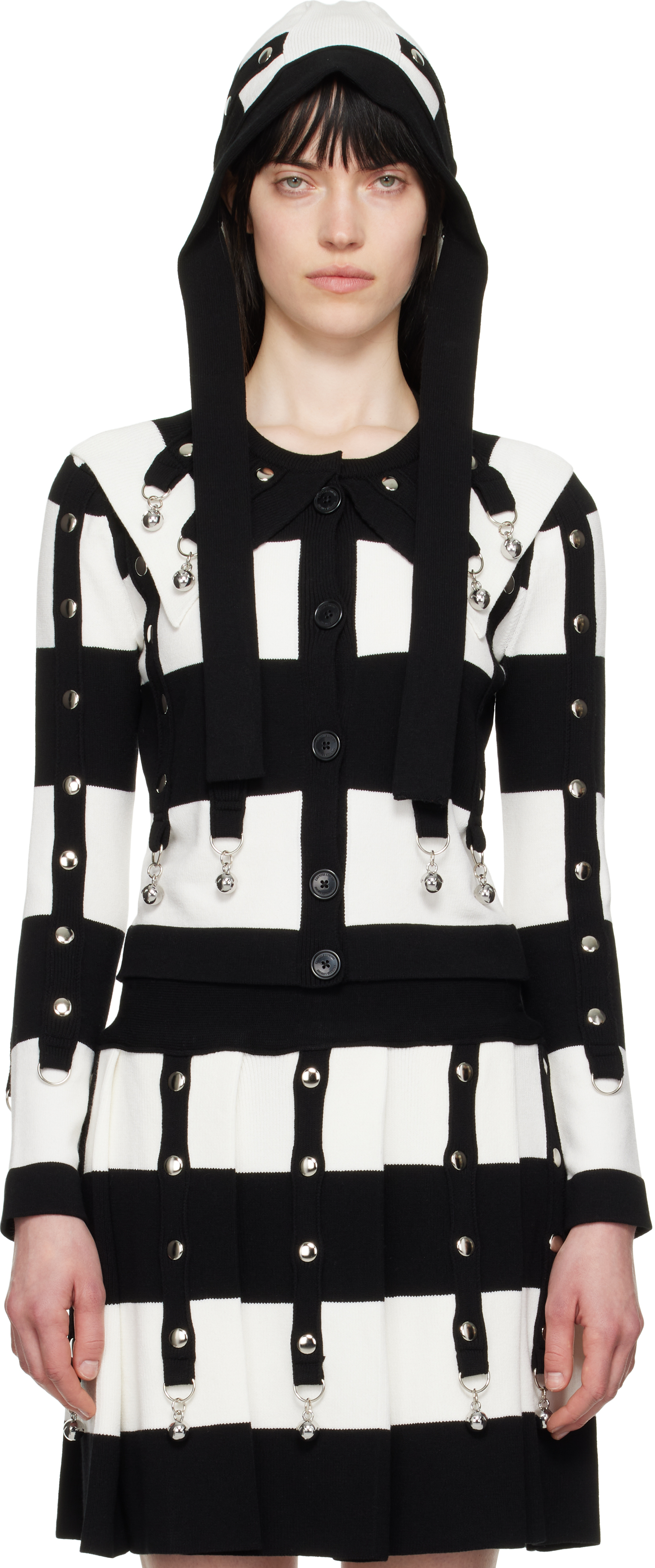 Chopova Lowena Long-sleeved Cardigan In Black And Cream