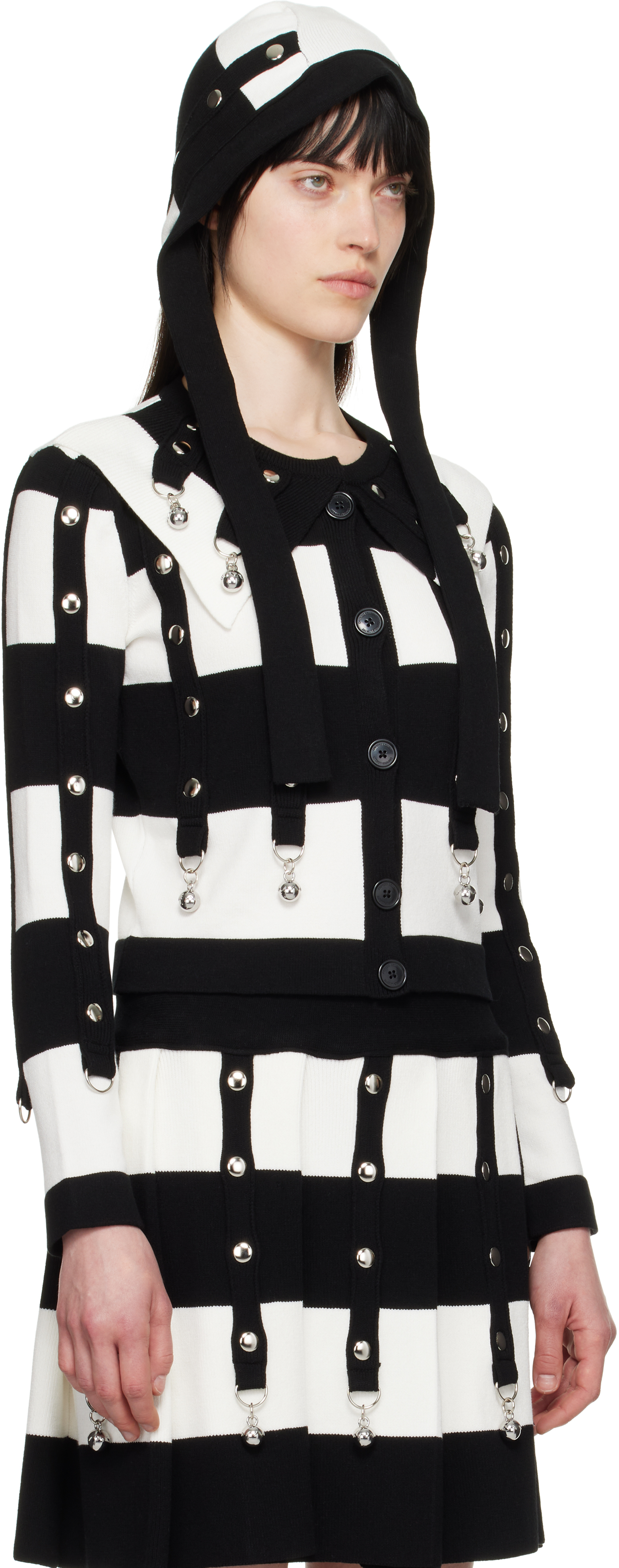Chopova Lowena Long-sleeved Cardigan In Black And Cream