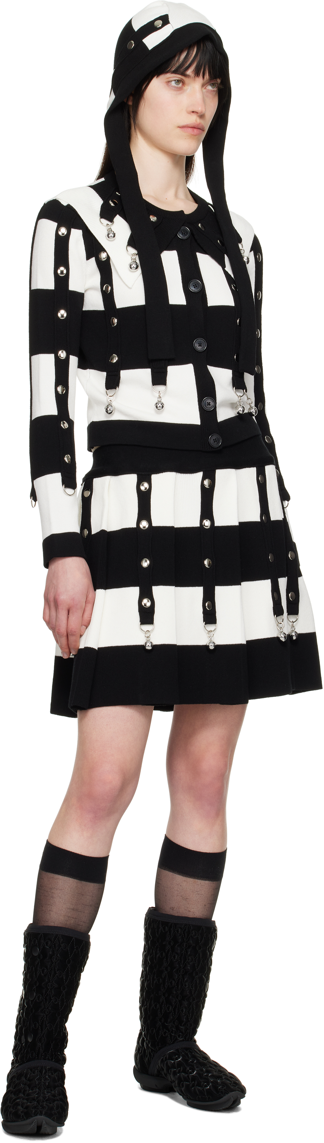 Chopova Lowena Long-sleeved Cardigan In Black And Cream