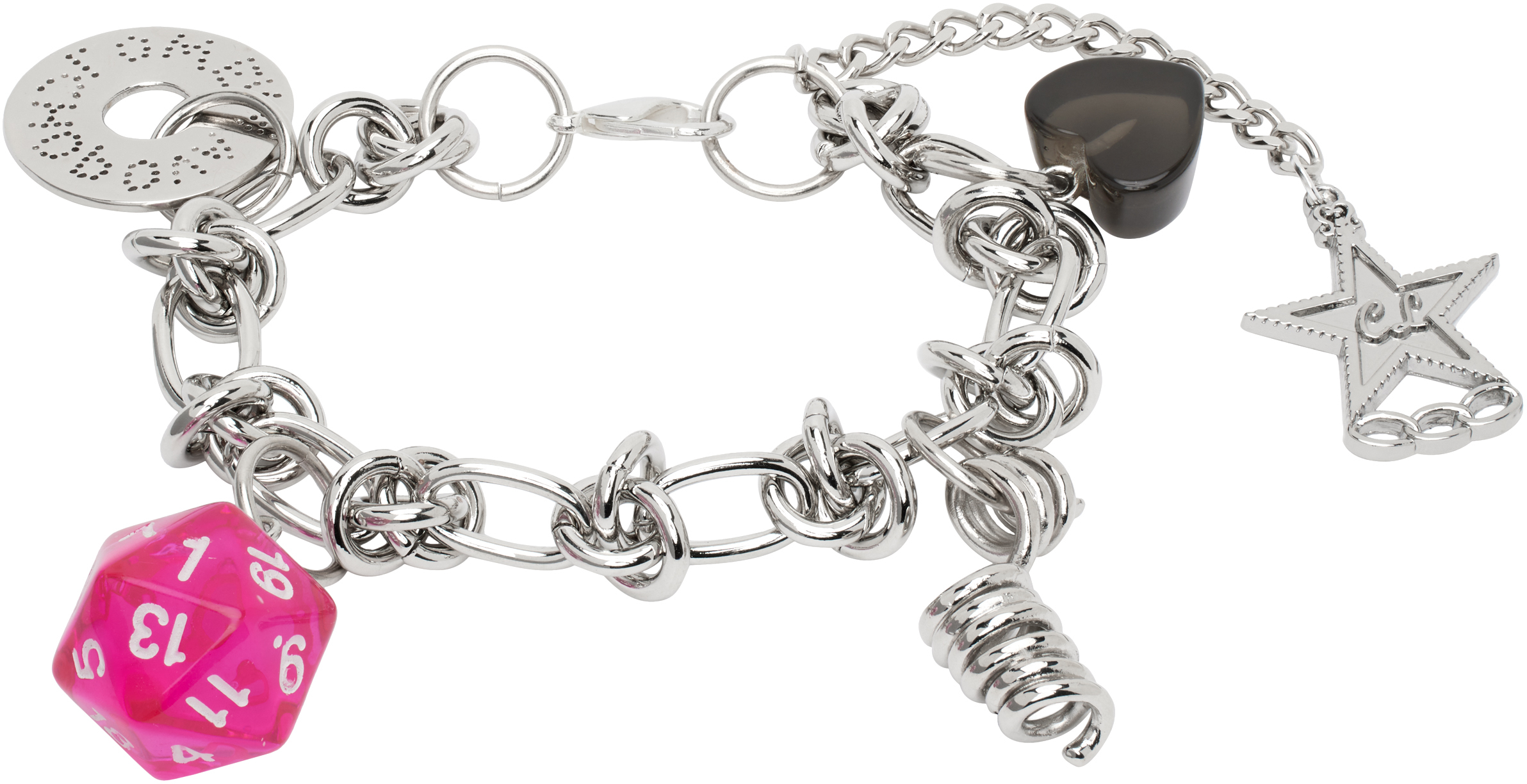 Silver Multi Charm Bracelet by Chopova Lowena on Sale