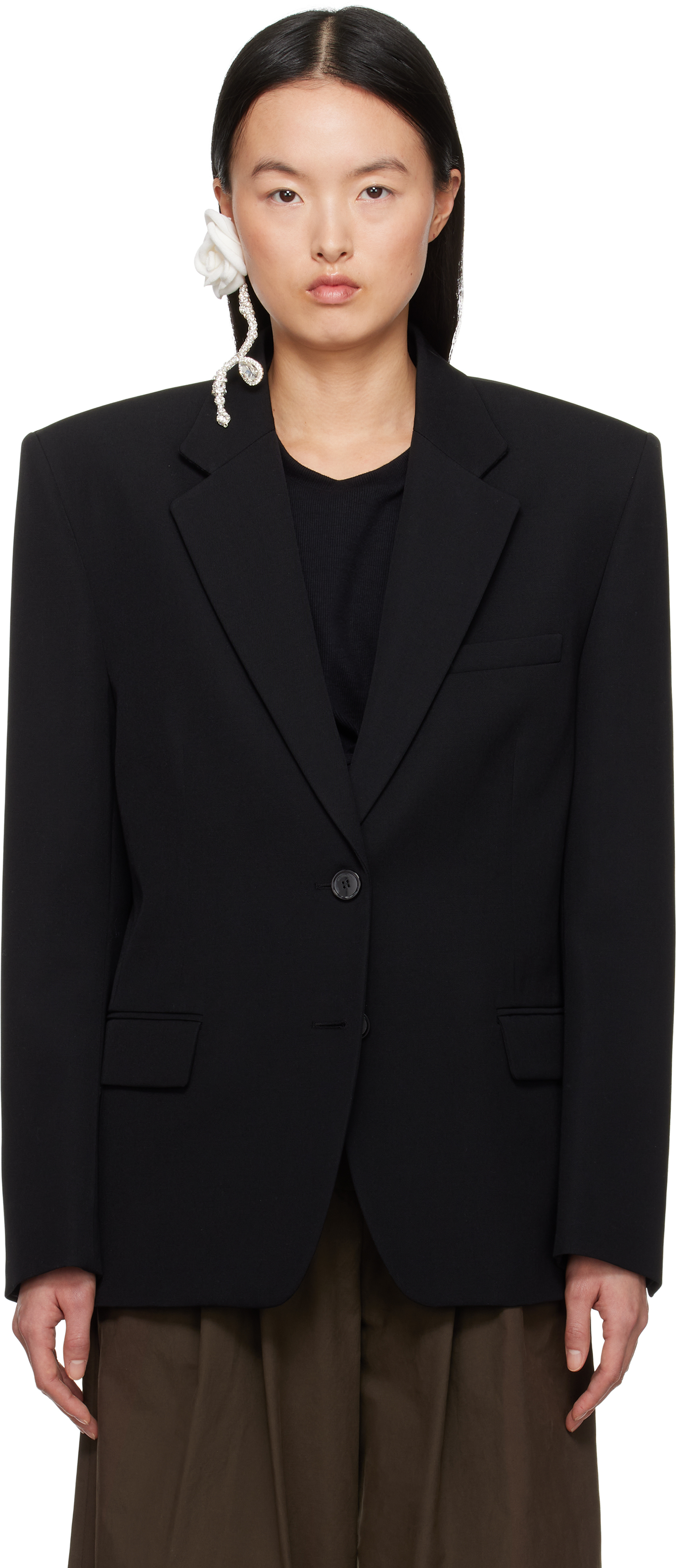 Black Boxy Oversized Blazer by Magda Butrym on Sale
