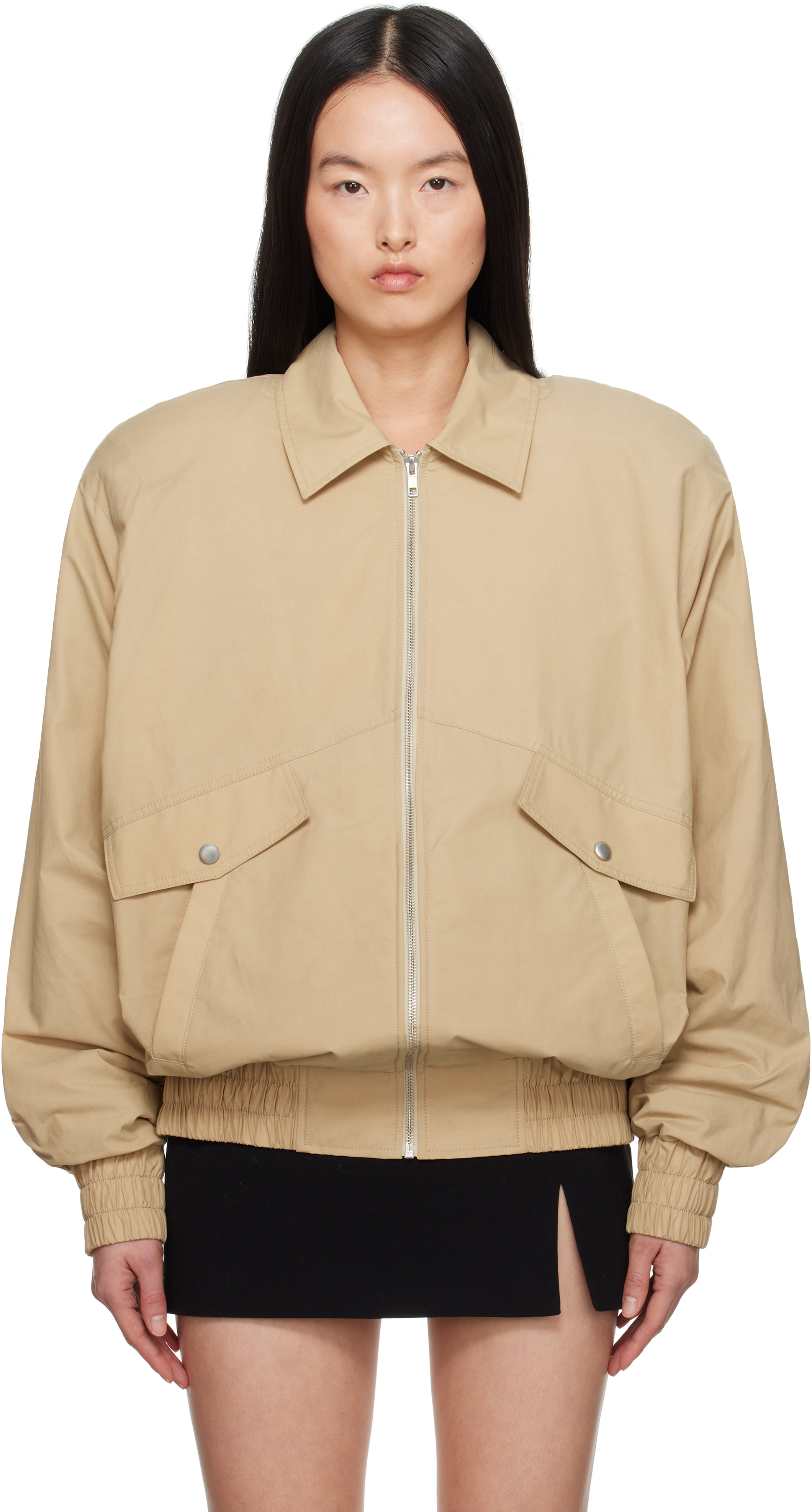 Beige Oversized Technical Cotton Jacket