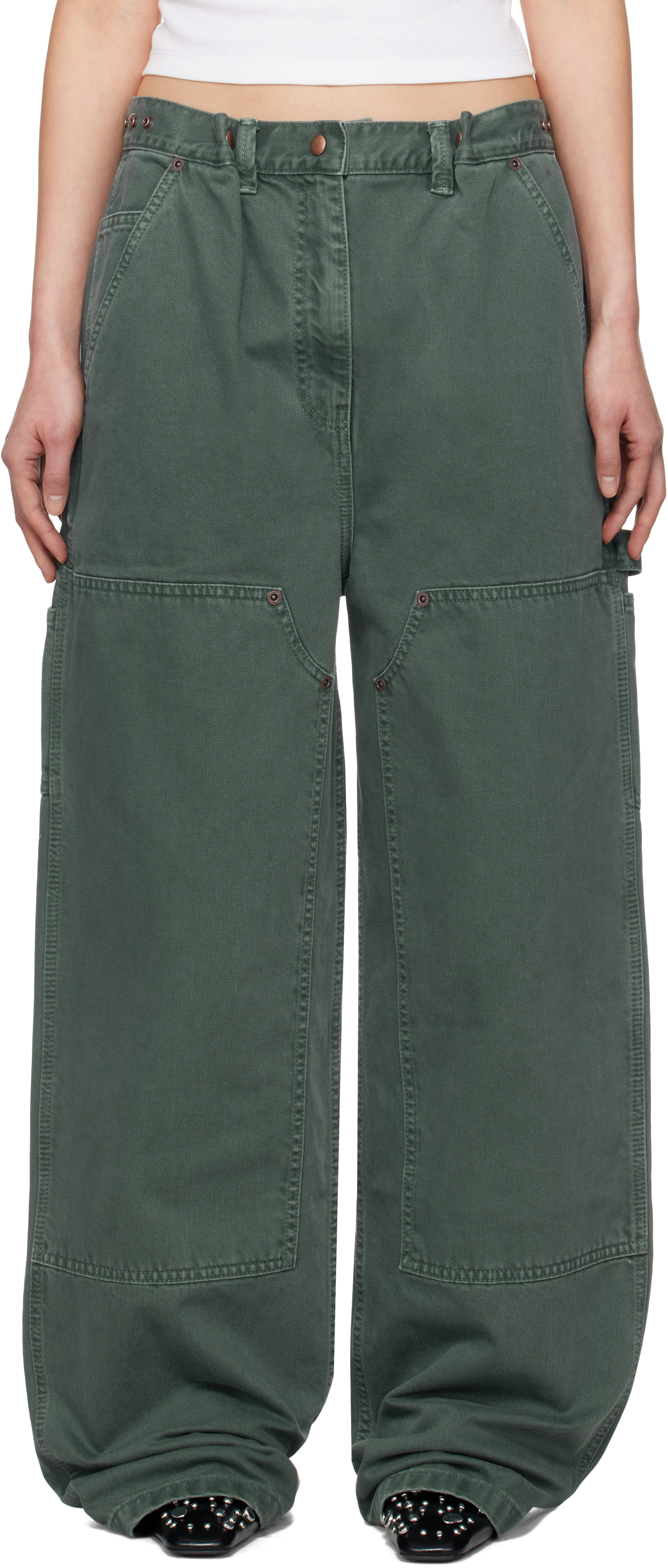 Green Loose Leg Industrial Jeans