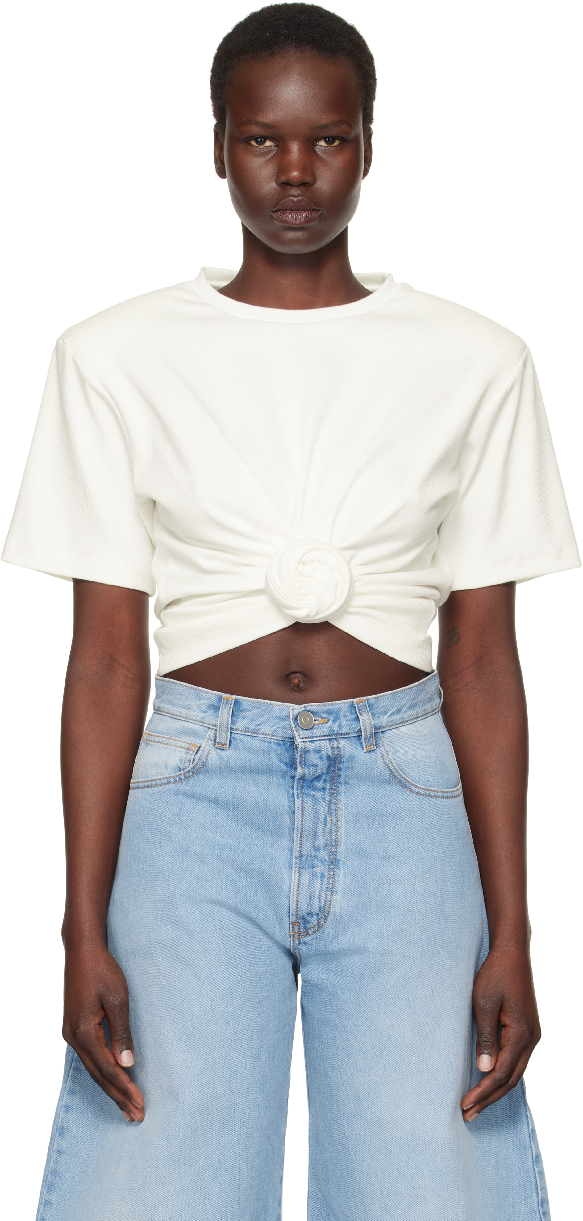White Knotted T-shirt by Magda Butrym on Sale