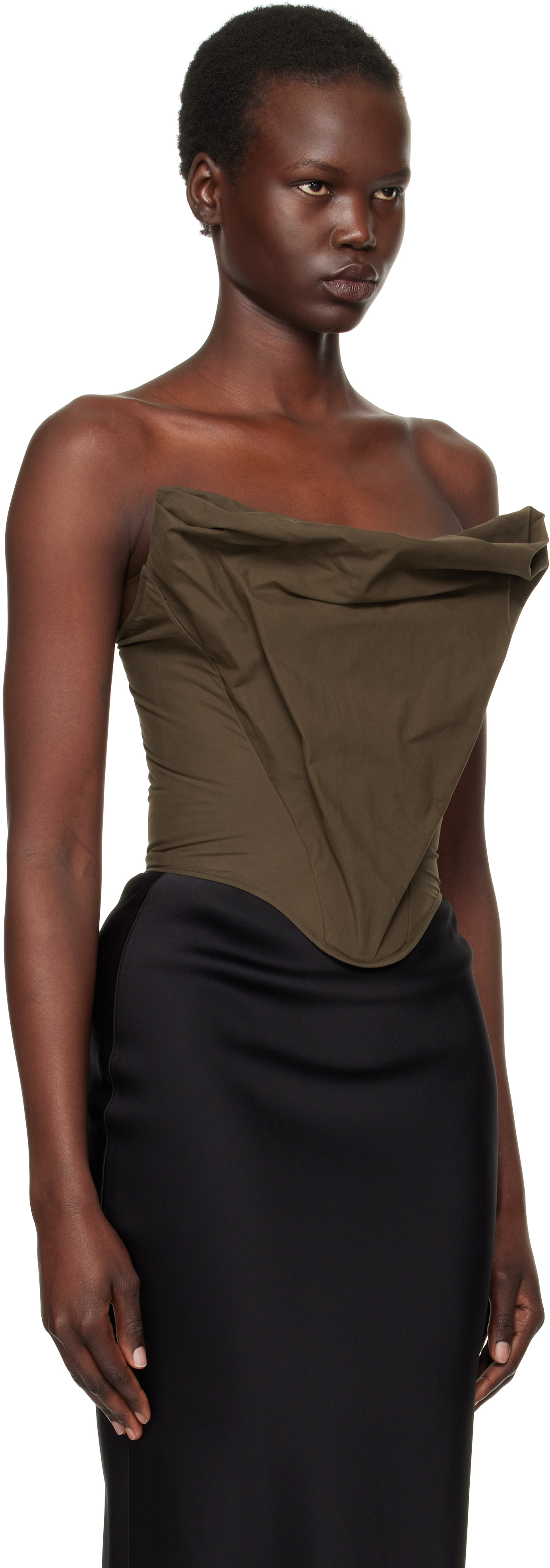 Magda Butrym Brown Draped Strapless Corset In Brown