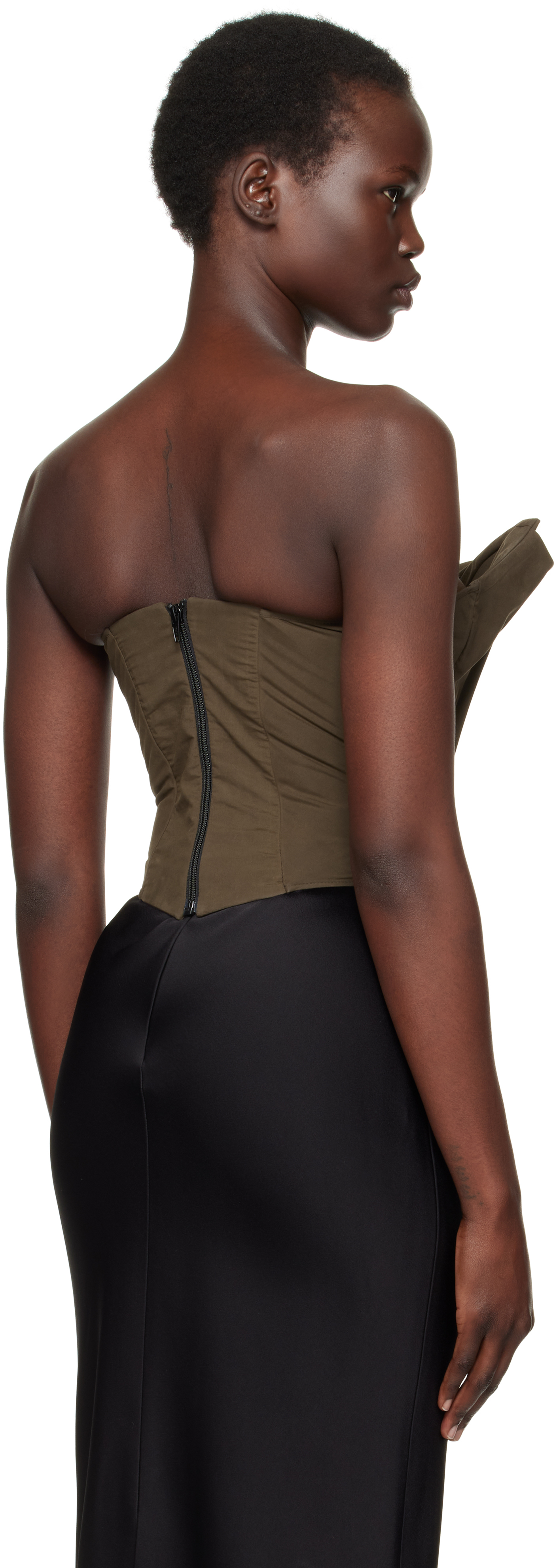 Magda Butrym Brown Draped Strapless Corset In Brown