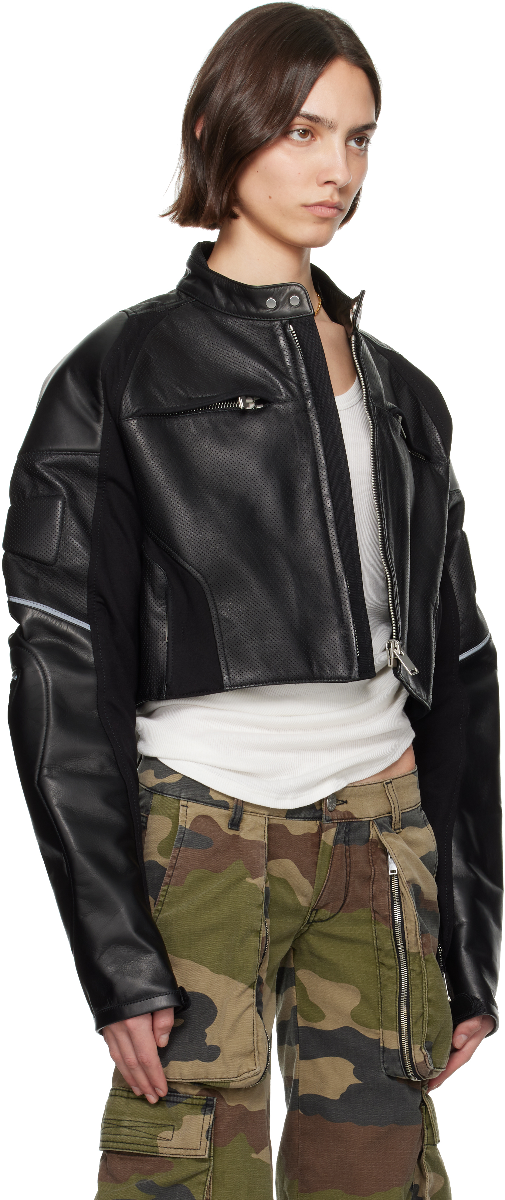 Bureau De Stil Black Cropped Moto Leather Jacket