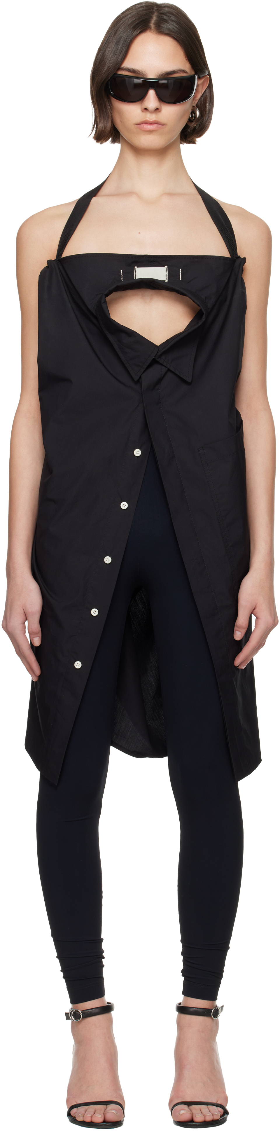 Black Open Back Oversized Shirt