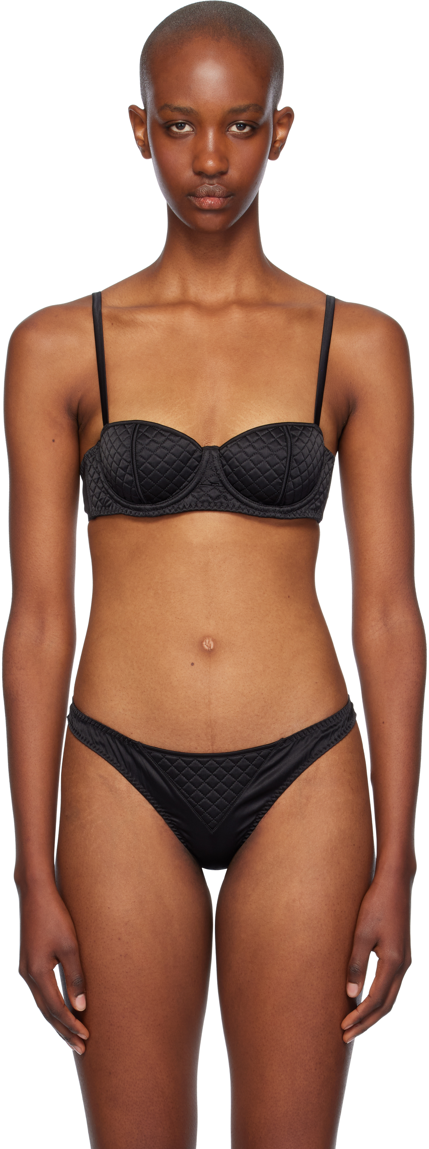 Black Quilted Luxe Balconette Bra