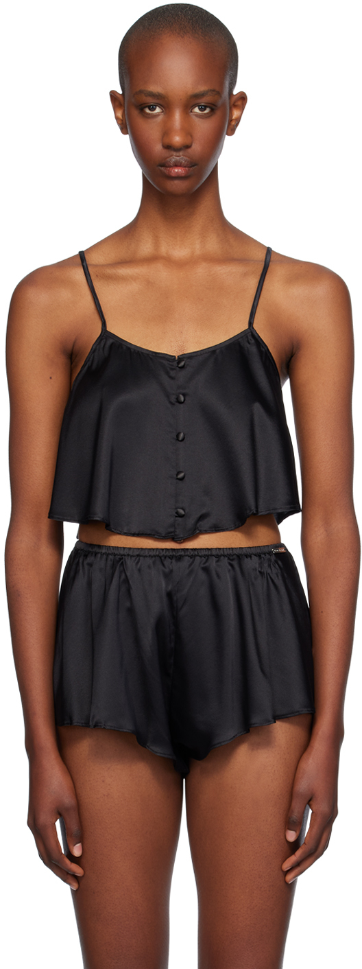 Shop Fleur Du Mal Black Luxe Flutter Camisole In 0100 Black