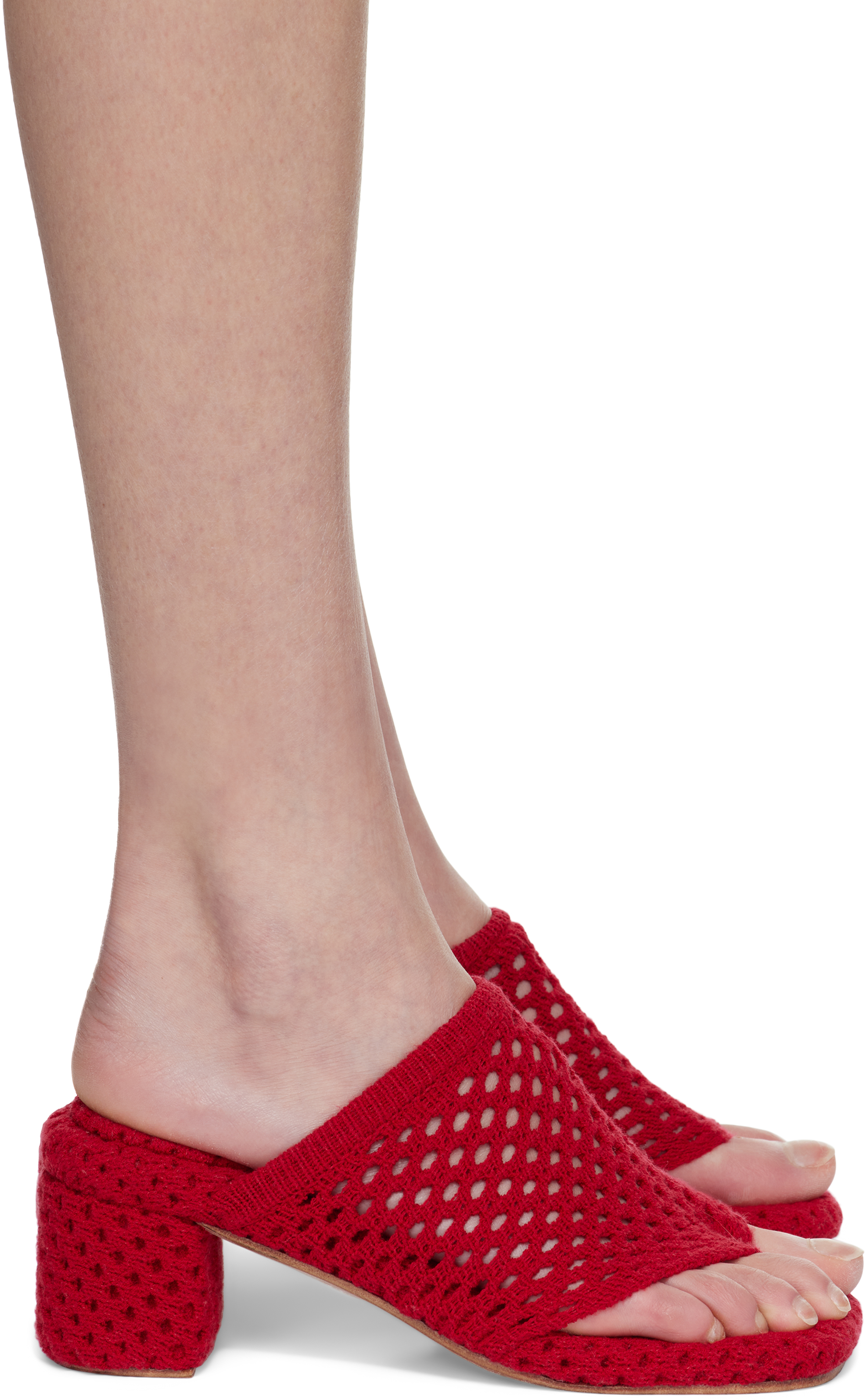 SSENSE Exclusive Red Knit Heeled Sandals