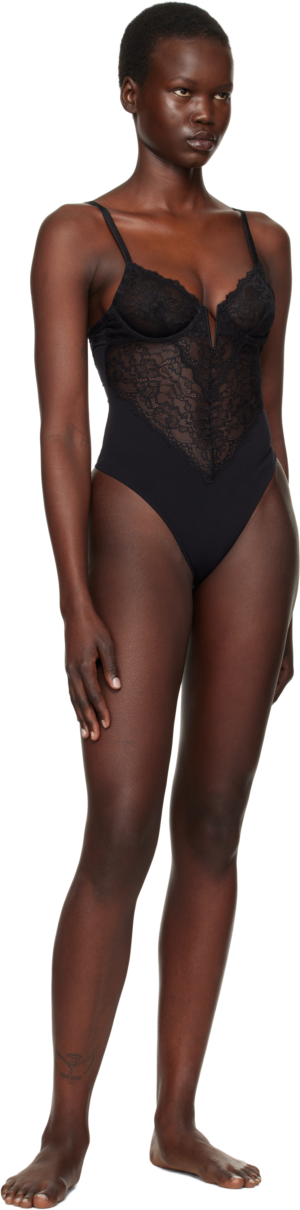 Fleur Du Mal Black Bianca Lace Bodysuit In 0100 Black