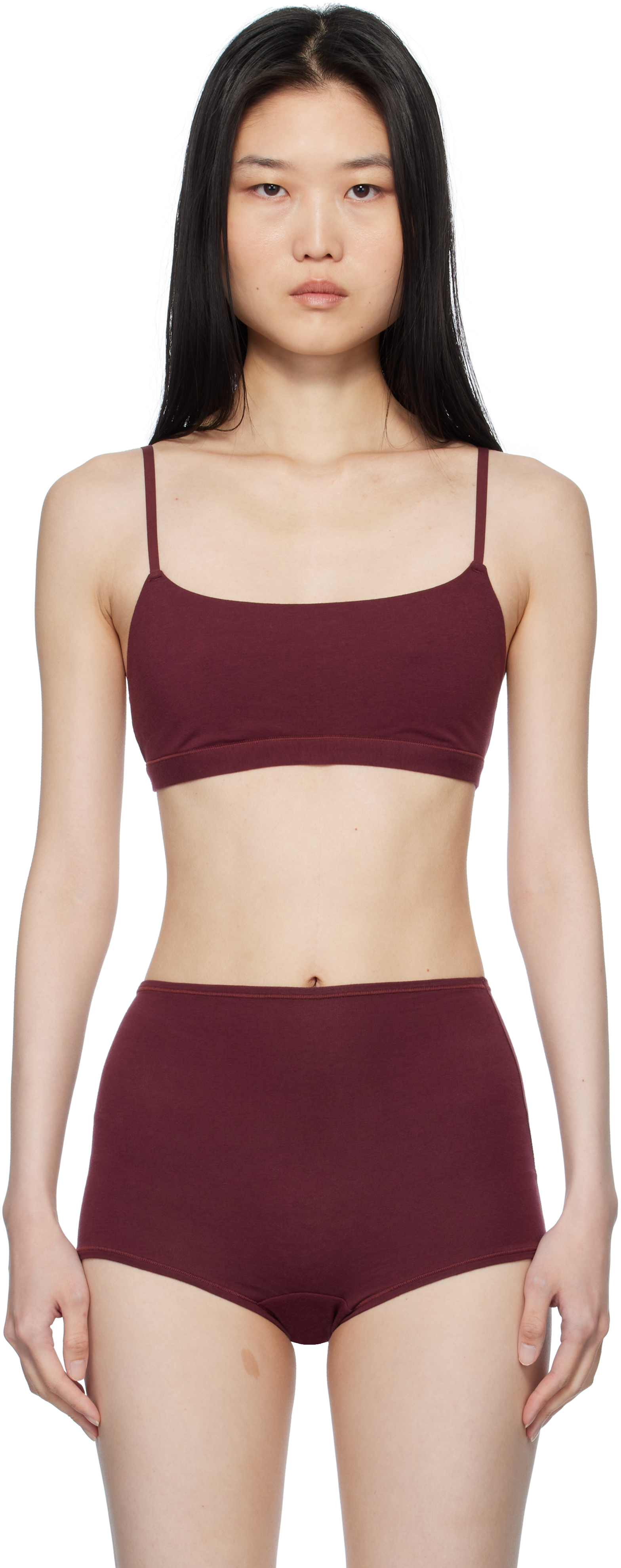 Two-Pack Red & Burgundy Cotton Jersey Scoop Bralettes