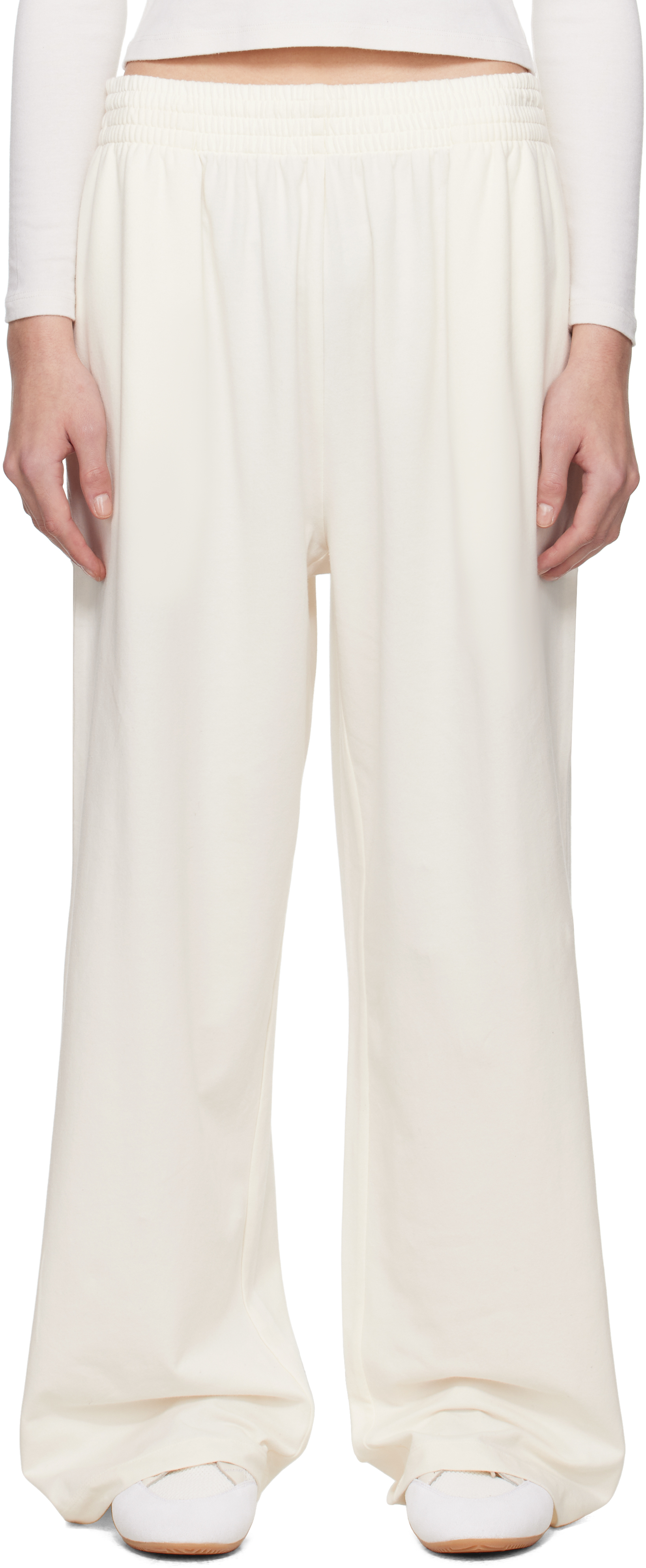 Off-White Cotton Jersey Wide Leg Lounge Pants