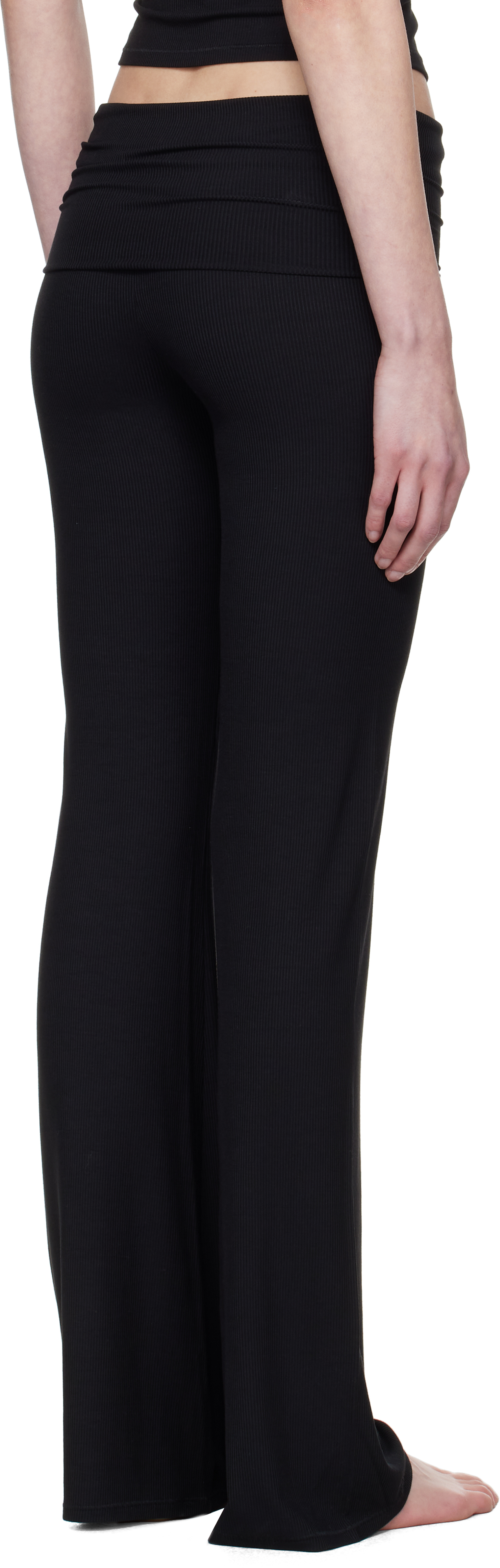Skims Black Soft Lounge Foldover Lounge Pants In Onyx