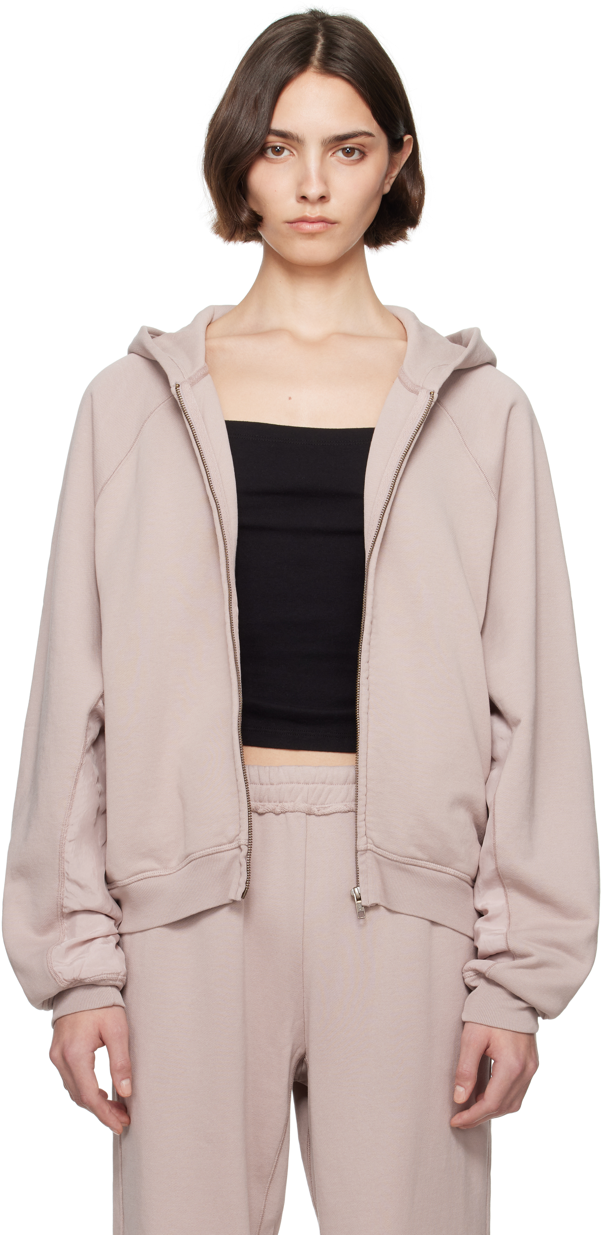 Taupe French Terry Relaxed Zip Up Hoodie