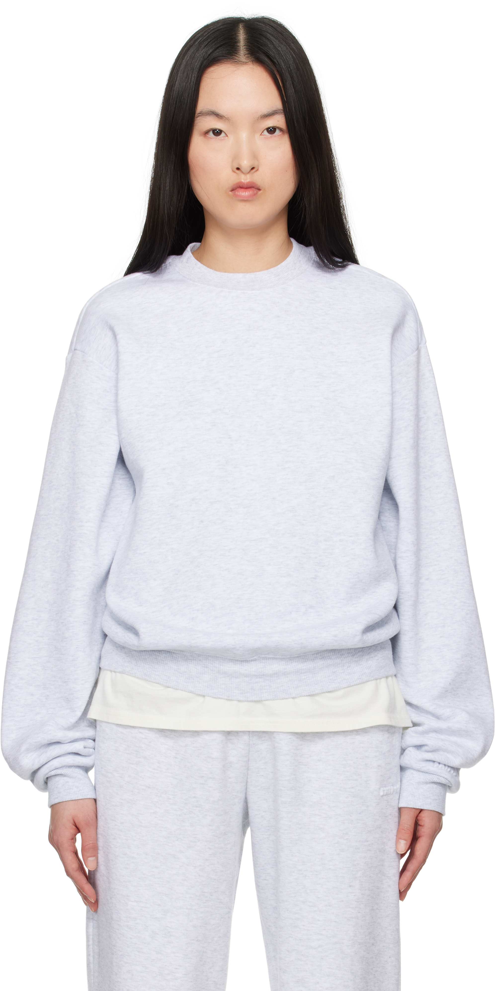 Gray Cotton Fleece Classic Crewneck Sweatshirt