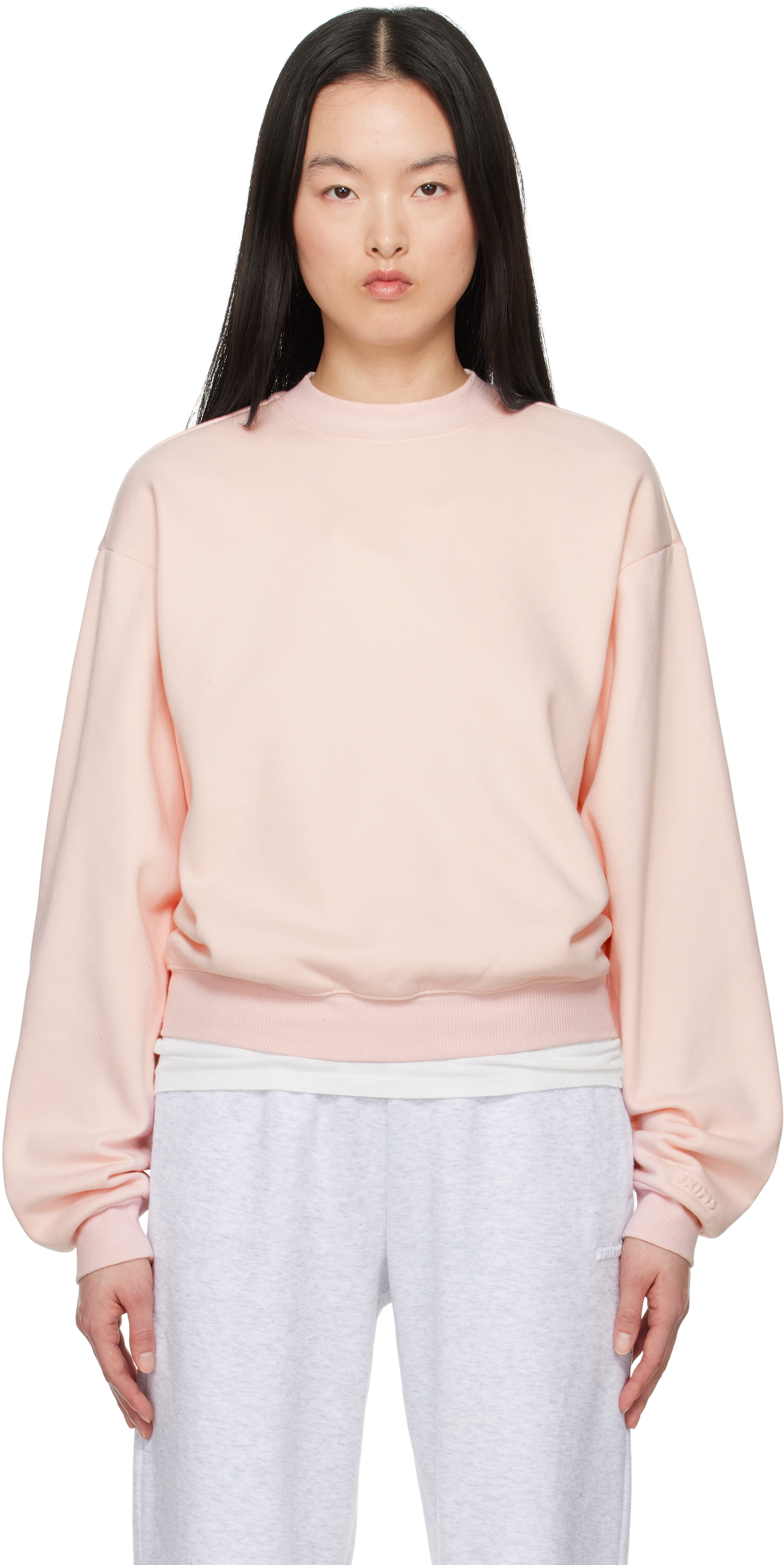 SKIMS: Pink Cotton Fleece Classic Crewneck Sweatshirt | SSENSE