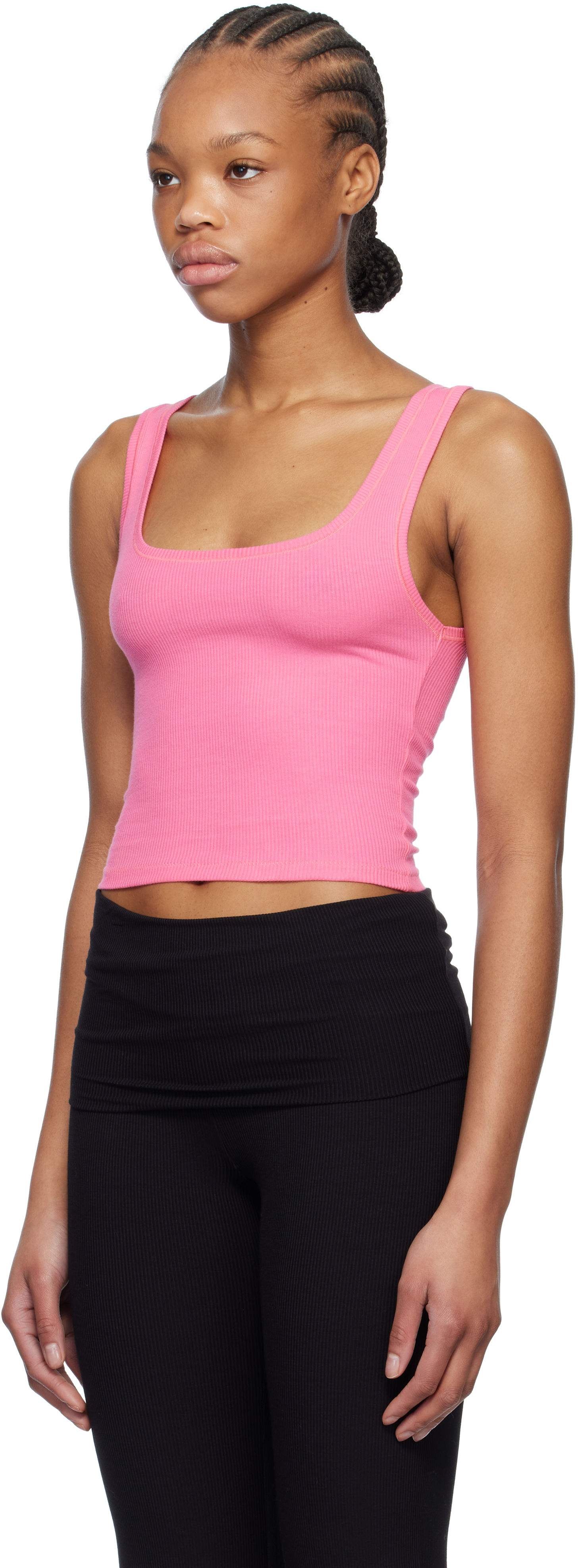 Skims Three-pack Multicolor Cotton Rib Tank Tops In Sugar Pink Multi