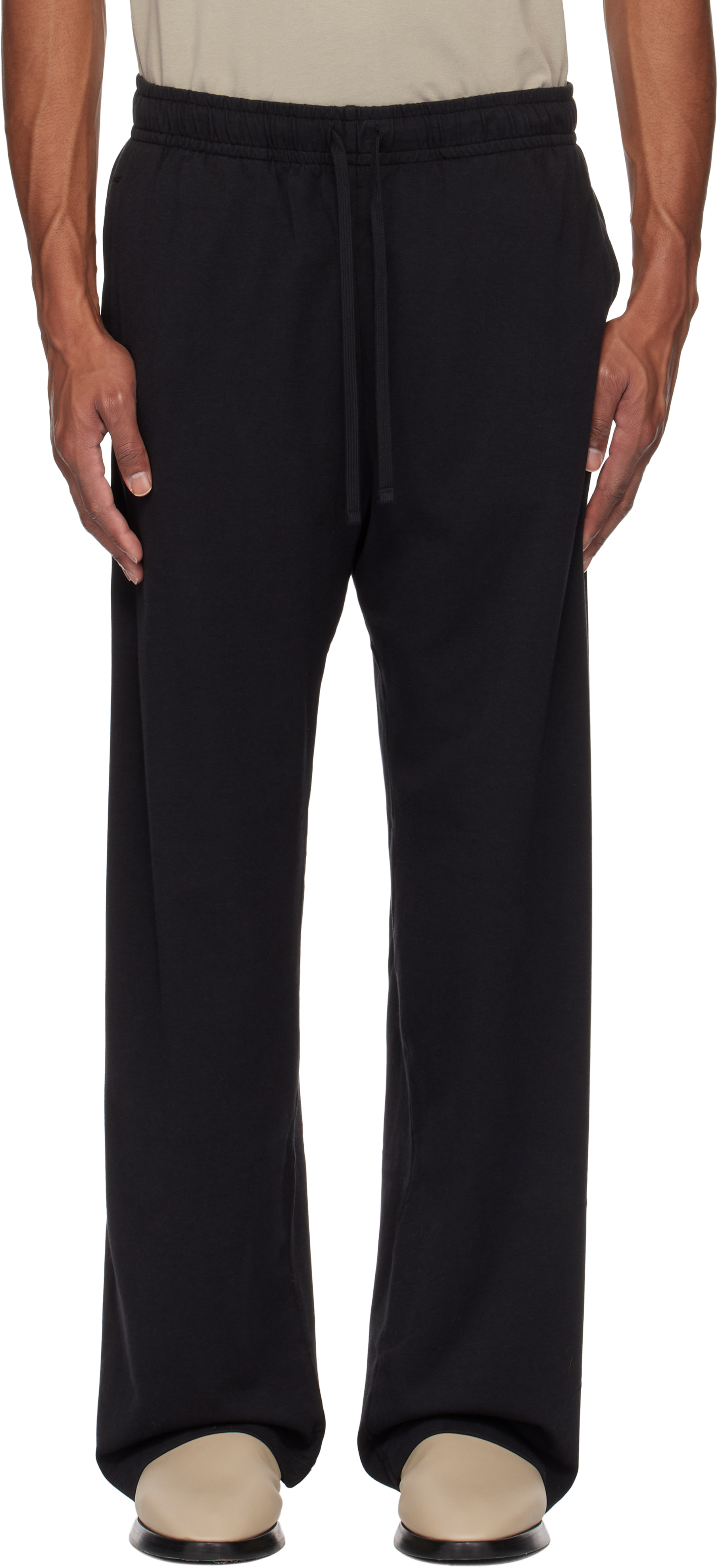 Skims Black Jersey Lounge Relaxed Straight Leg Sweatpants In Obsidian