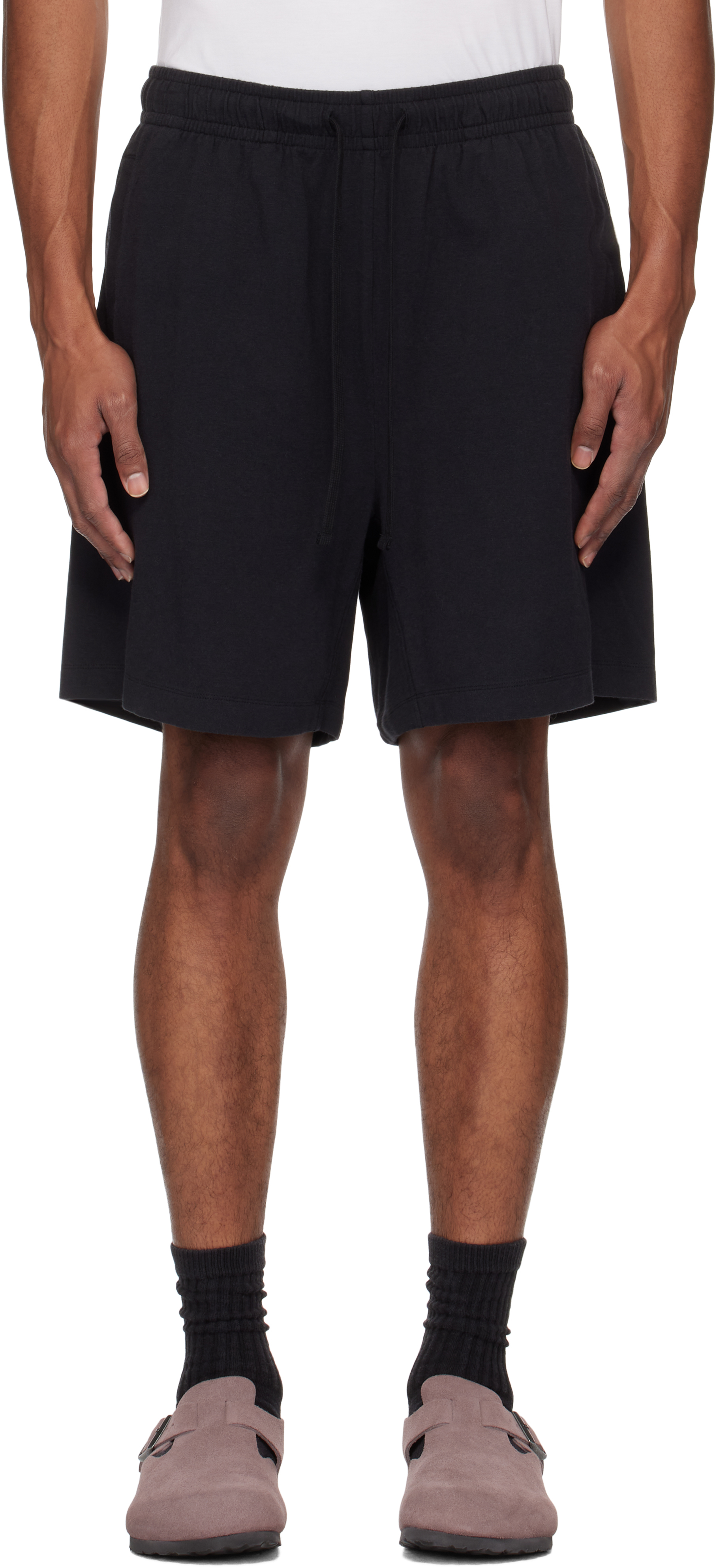 Skims Black Jersey Lounge Relaxed Shorts In Obsidian