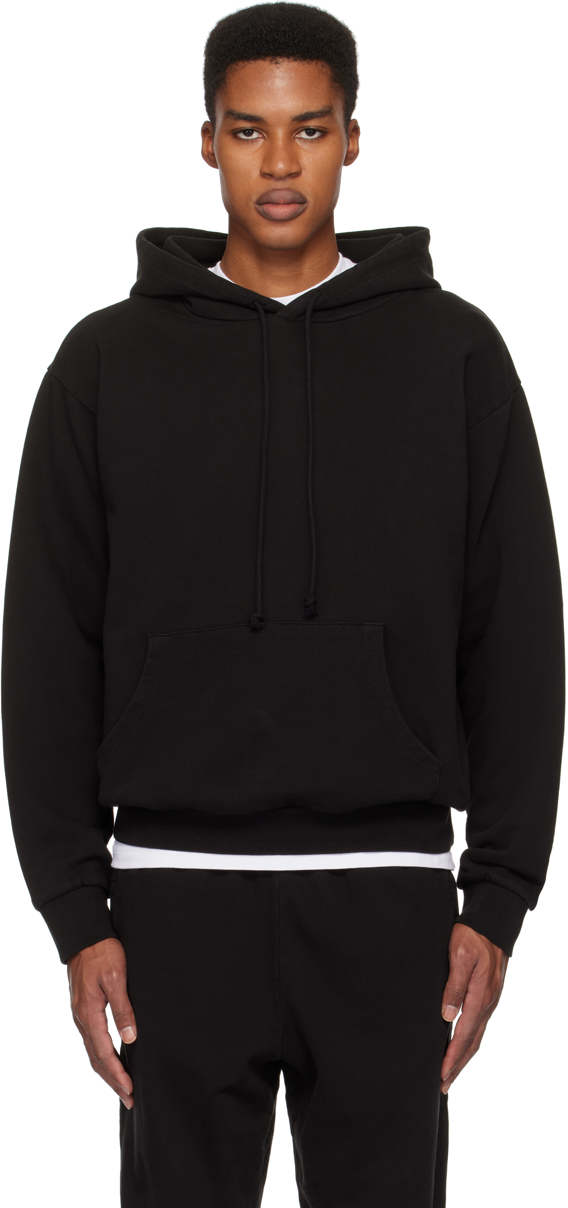 Skims Black Terry Classic Hoodie In Washed Obsidian