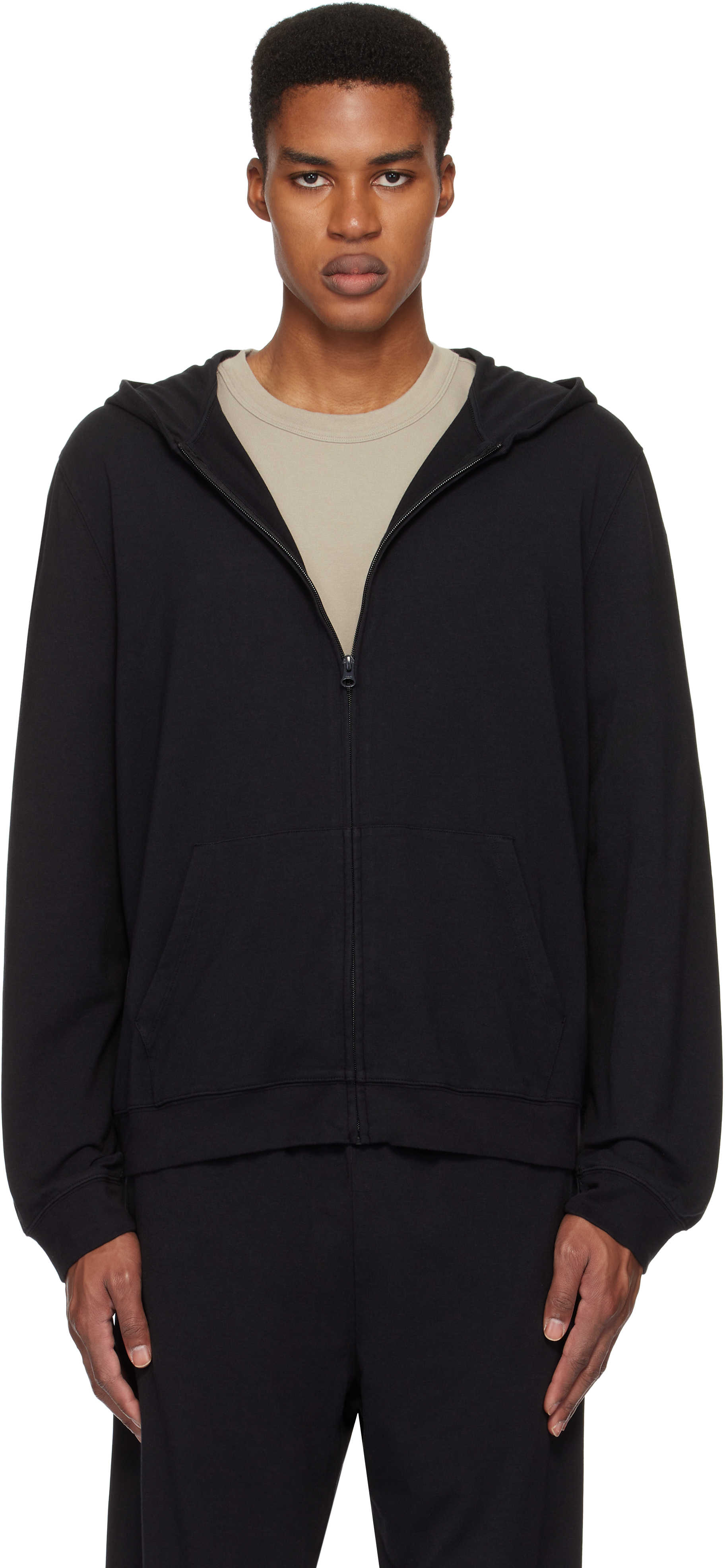 Gray Jersey Lounge Zip Up Hoodie