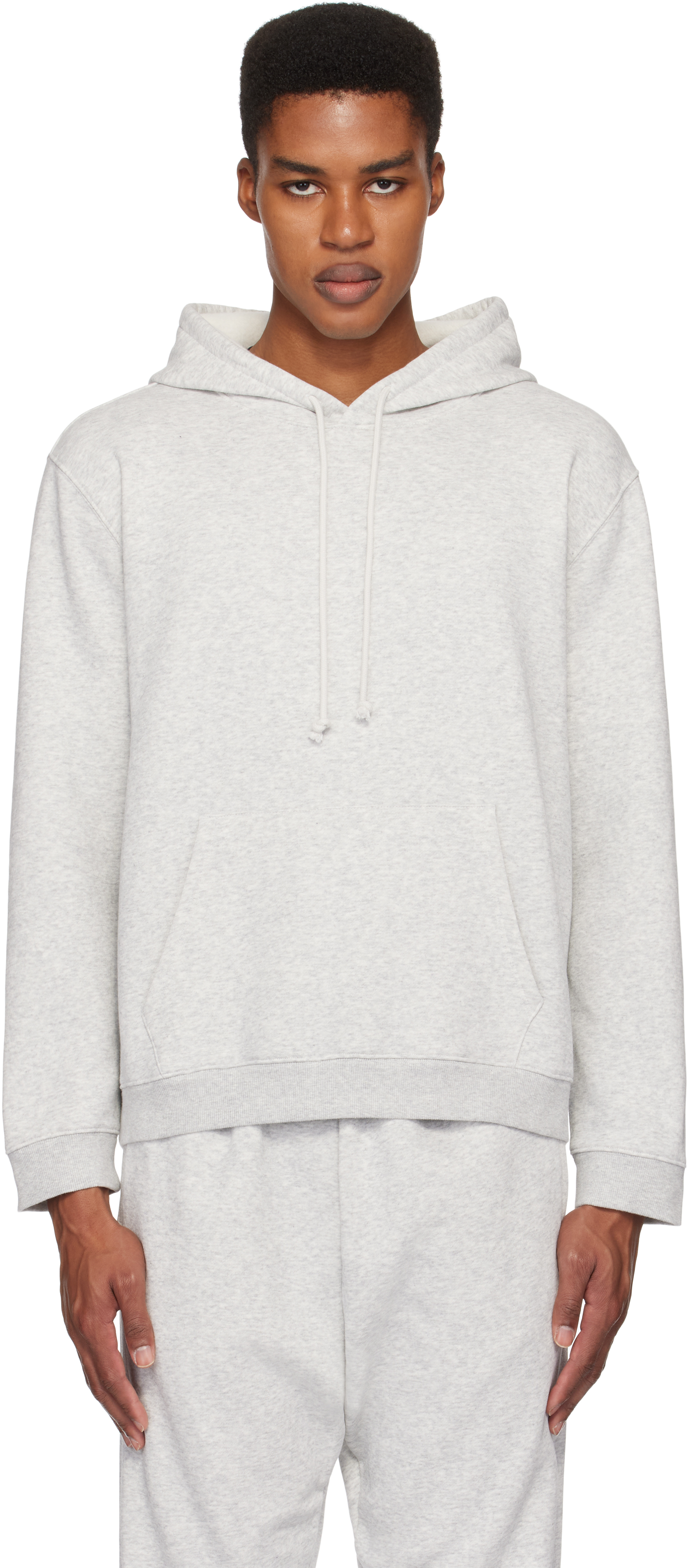 Skims Gray Fleece Lounge Classic Hoodie In Light Hthr Grey