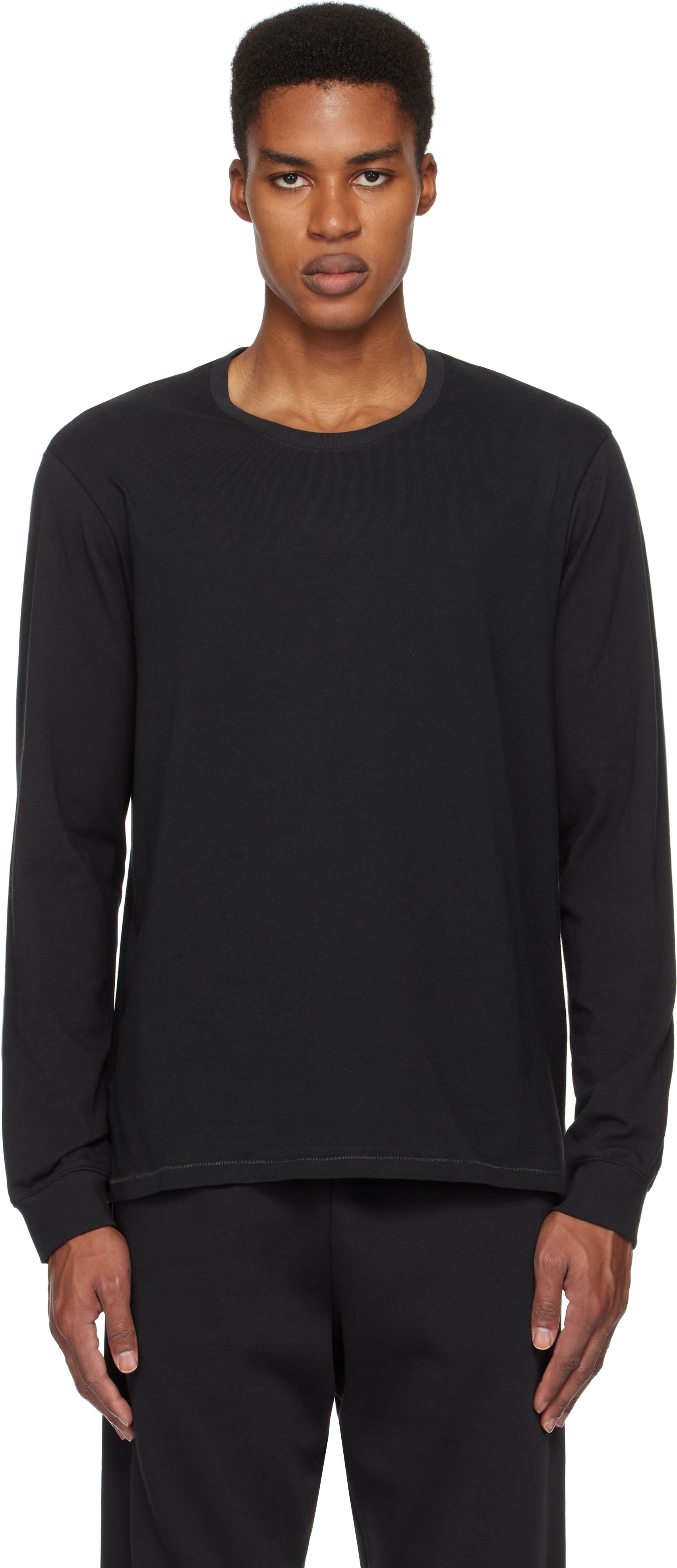 SKIMS BLACK SKIMS COTTON CLASSIC LONG SLEEVE T-SHIRT 