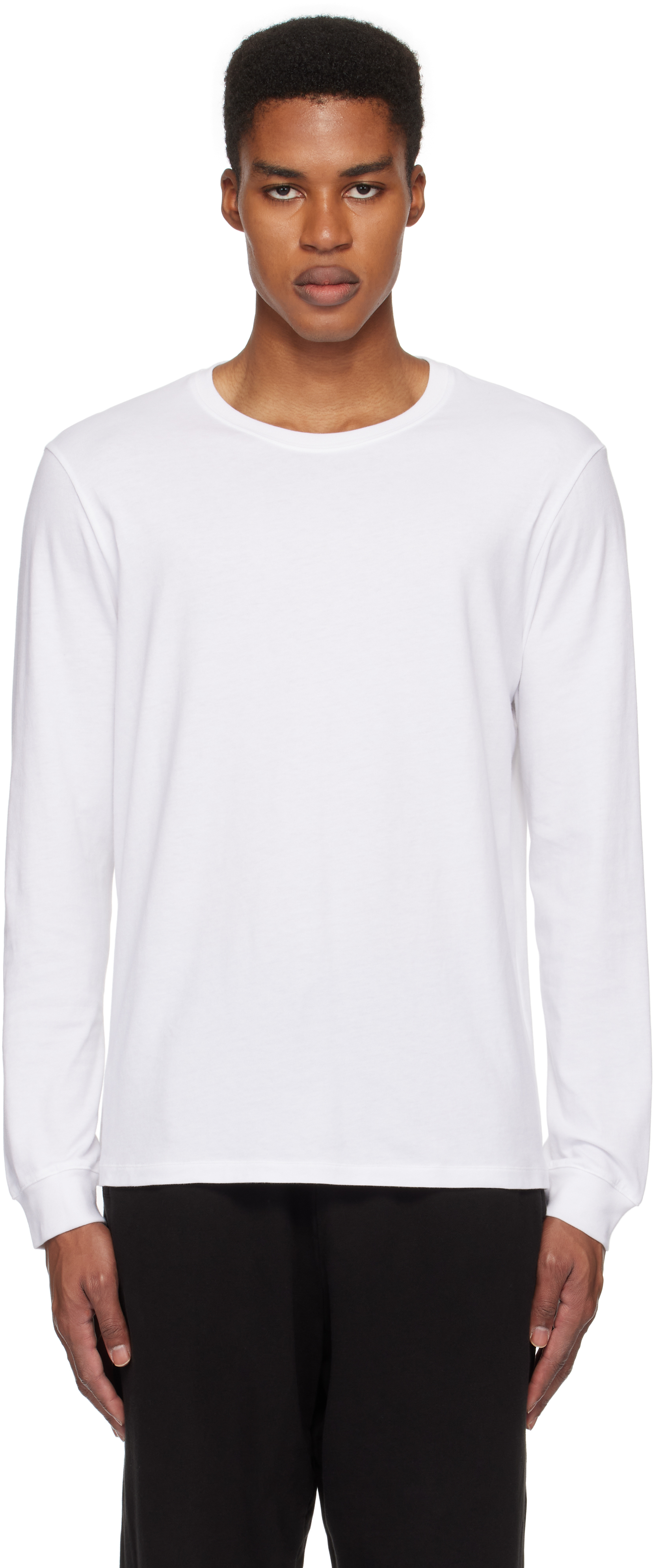 Skims White  Cotton Classic Long Sleeve T-shirt In Chalk