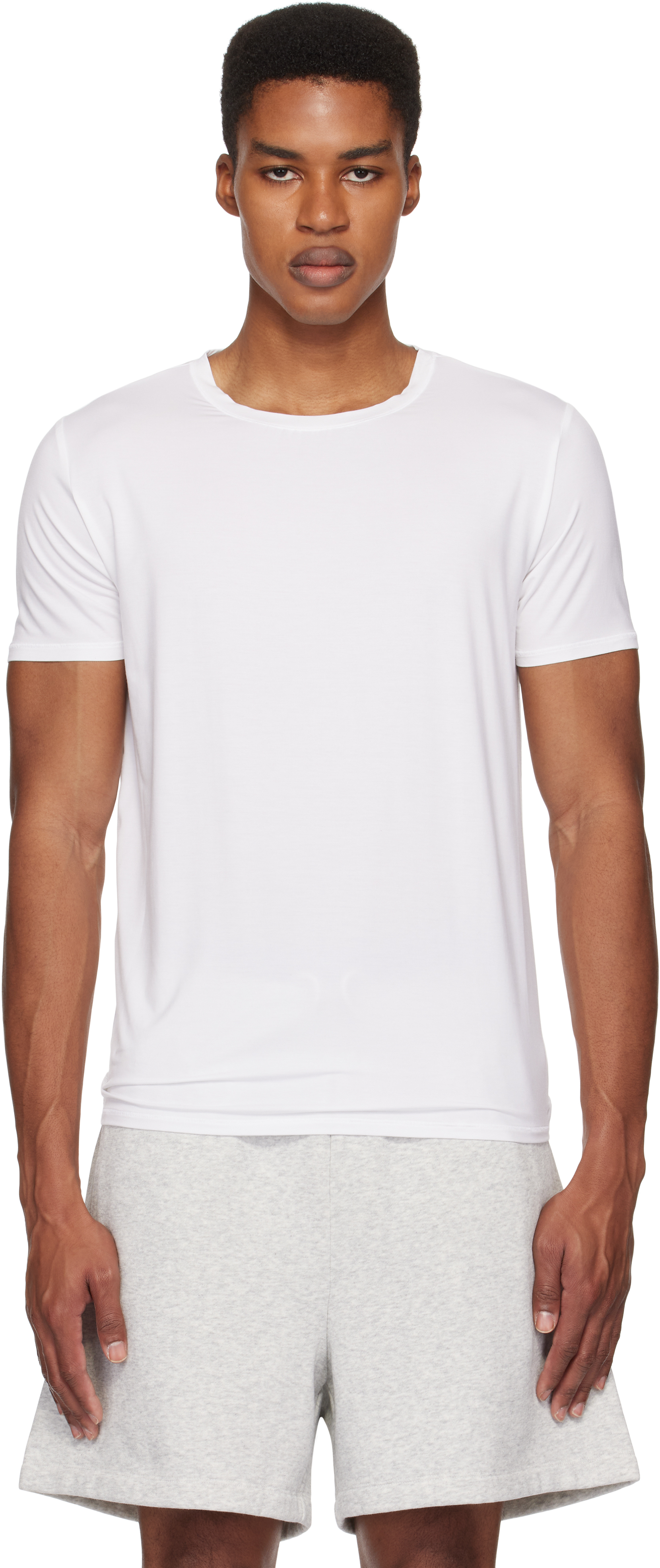 Three-Pack White SKIMS Stretch T-shirts