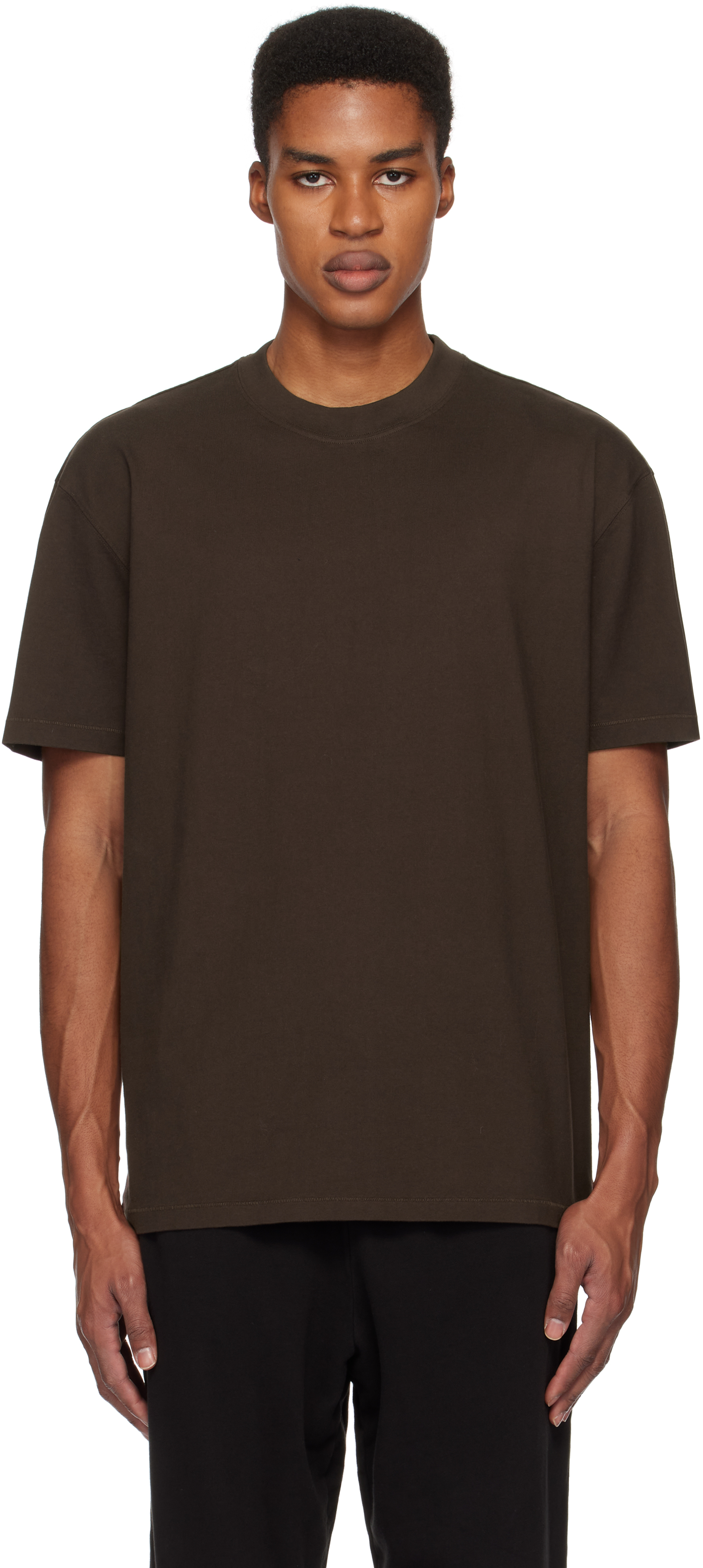 SKIMS BROWN HEAVYWEIGHT COTTON RELAXED T-SHIRT 