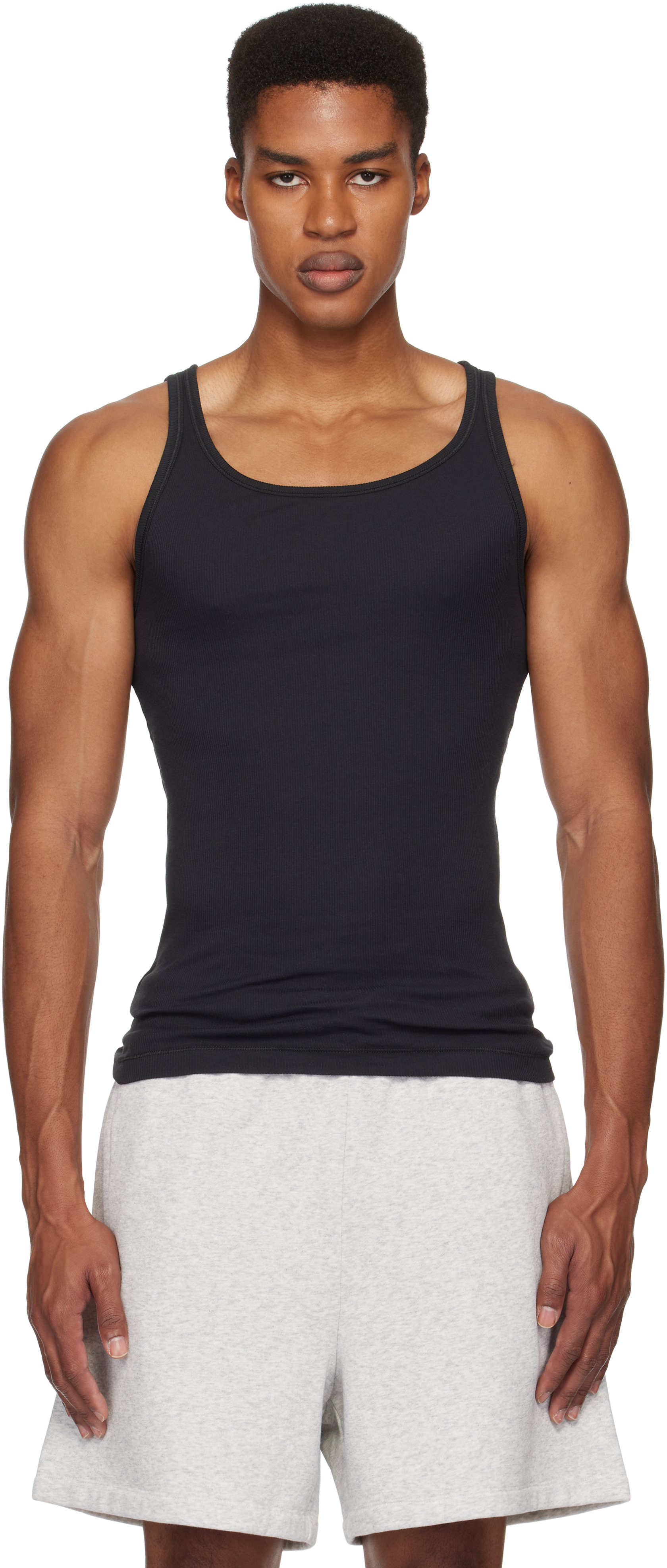 Three-Pack Black SKIMS Cotton Rib Tank Tops