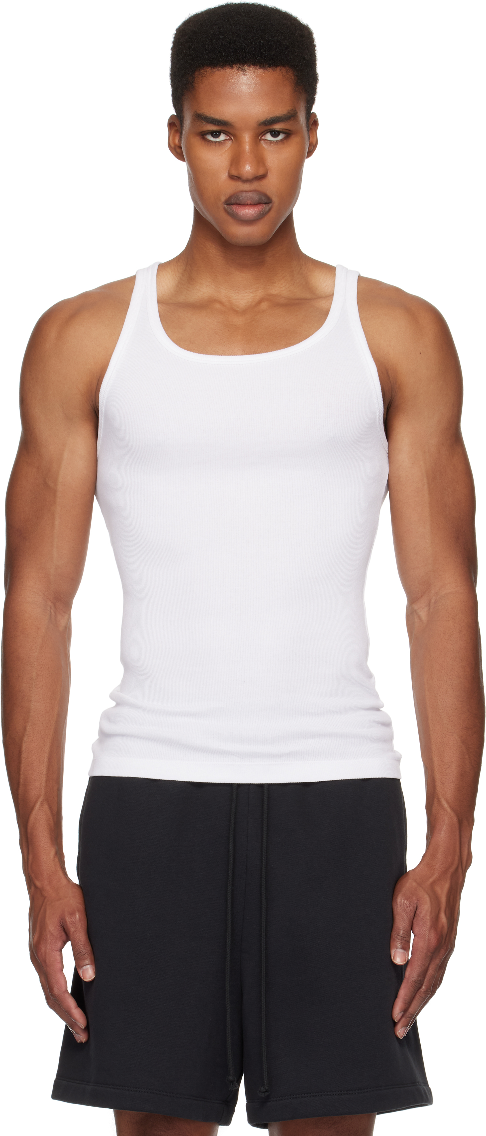 Skims Three-pack White  Cotton Rib Tank Tops In Chalk