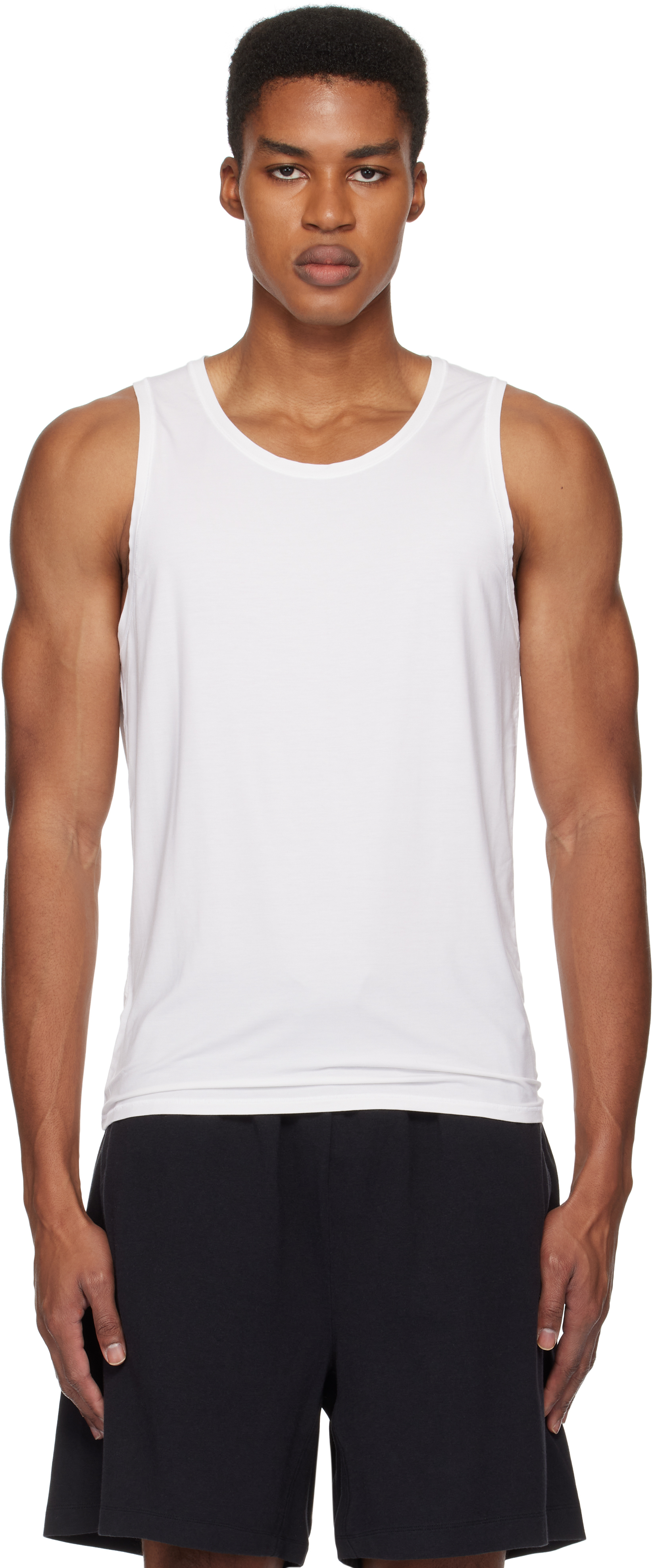 Skims Three-pack White  Stretch Tank Tops In Chalk