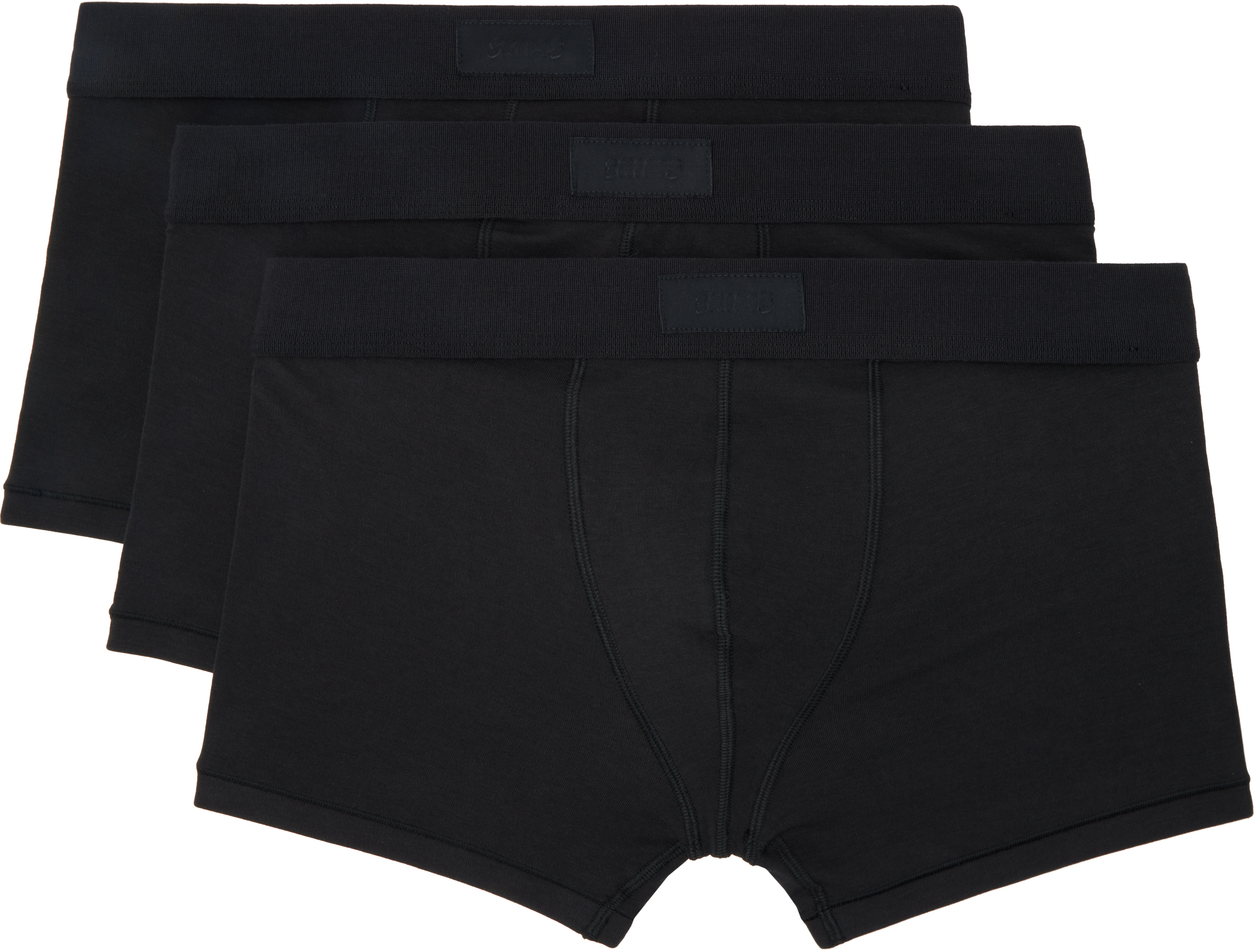 Skims Three-pack Black  Cotton 3 Boxer Briefs In Onyx