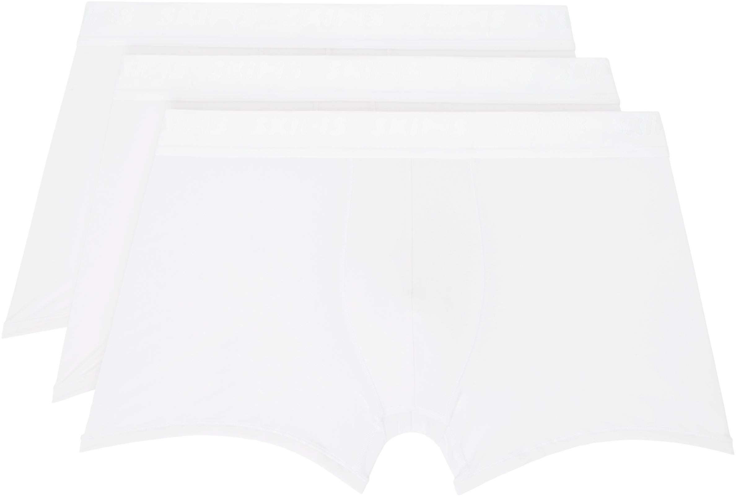 Skims Three-pack White  Stretch 3 Boxer Briefs In Chalk