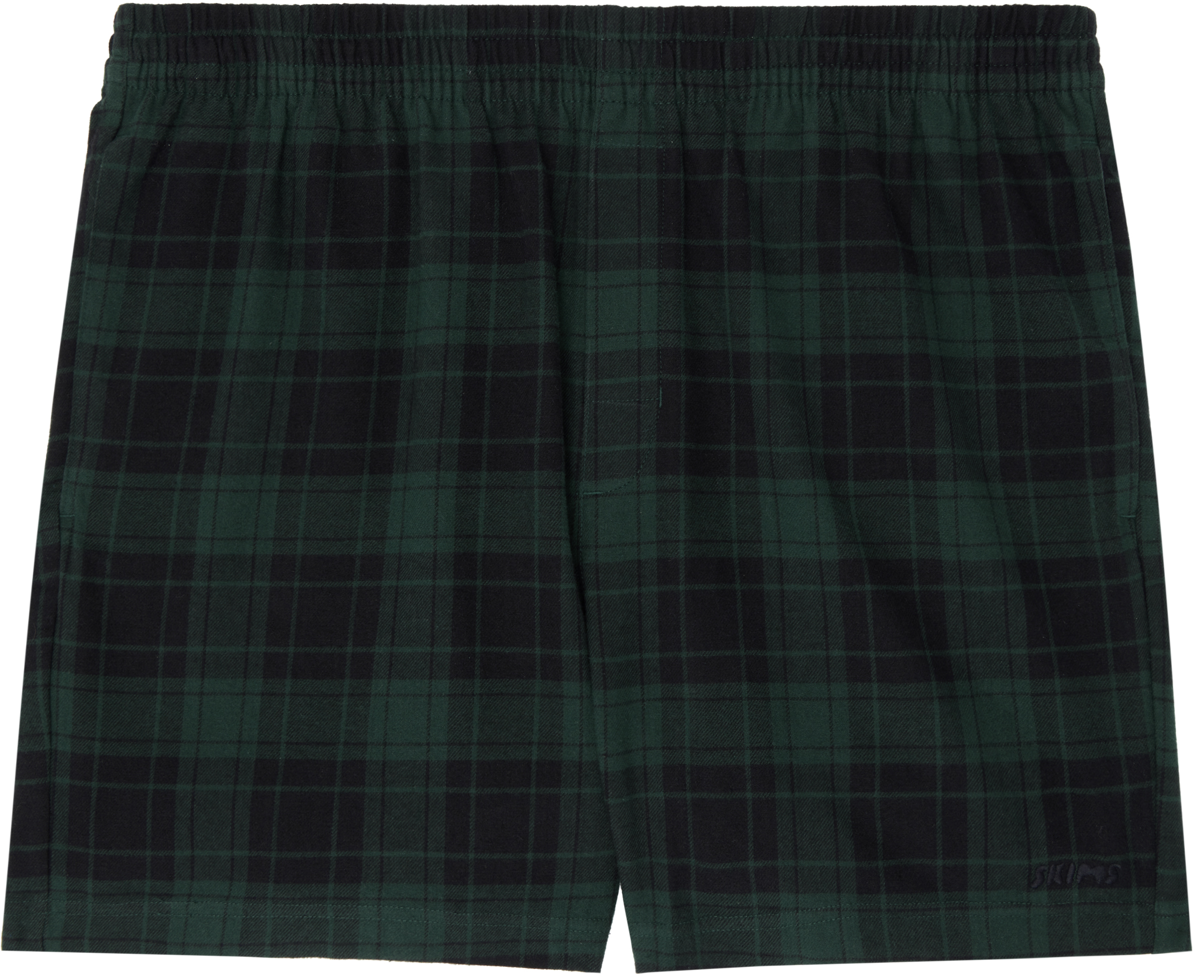 Skims Green & Black Flannel Sleep Short Boxers In Cypress Plaid